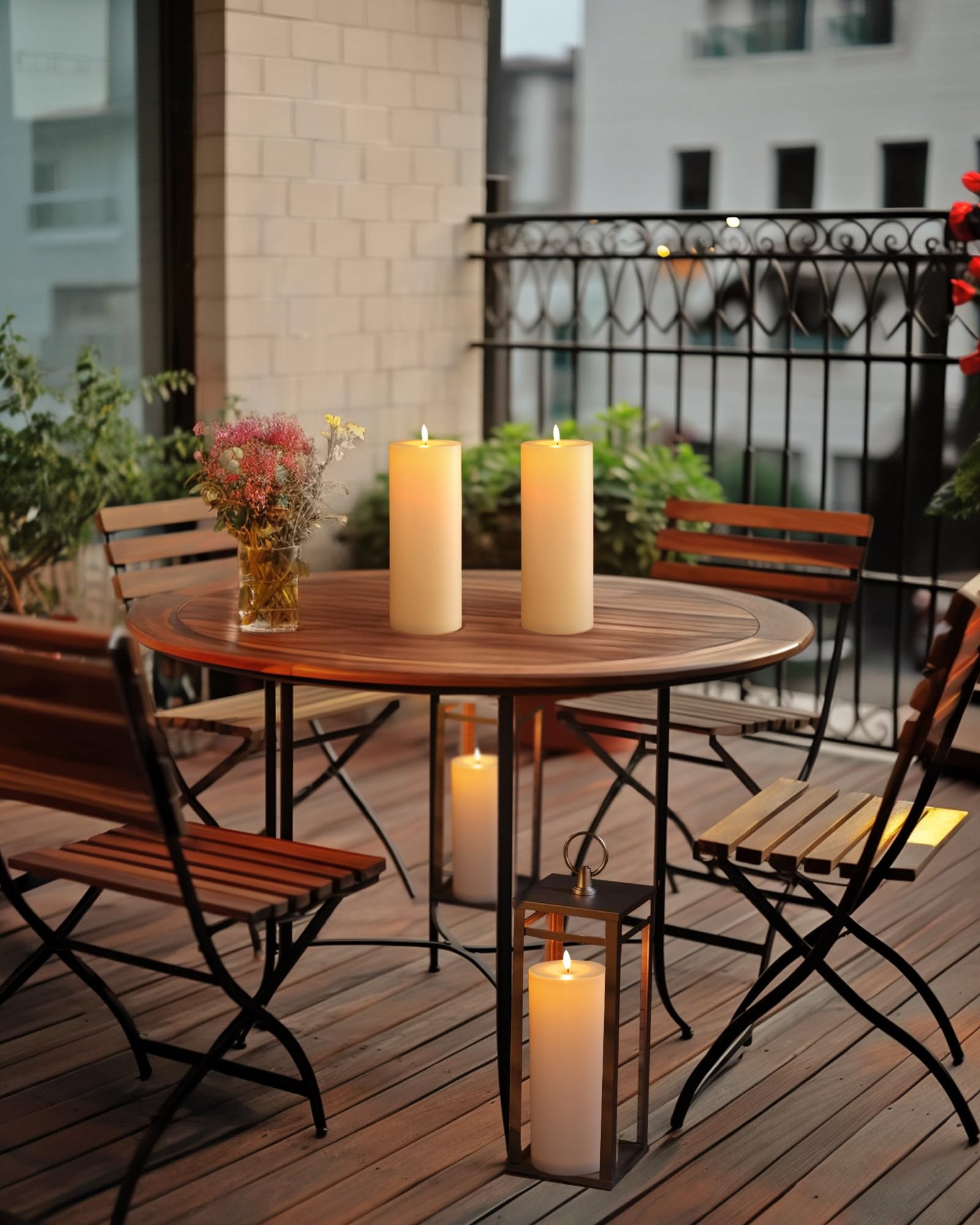 5Plots 4'' X 10'' Waterproof Outdoor Flameless Candles Battery Operated Led Large Pillar Candles With Remote And Timer For Indoo
