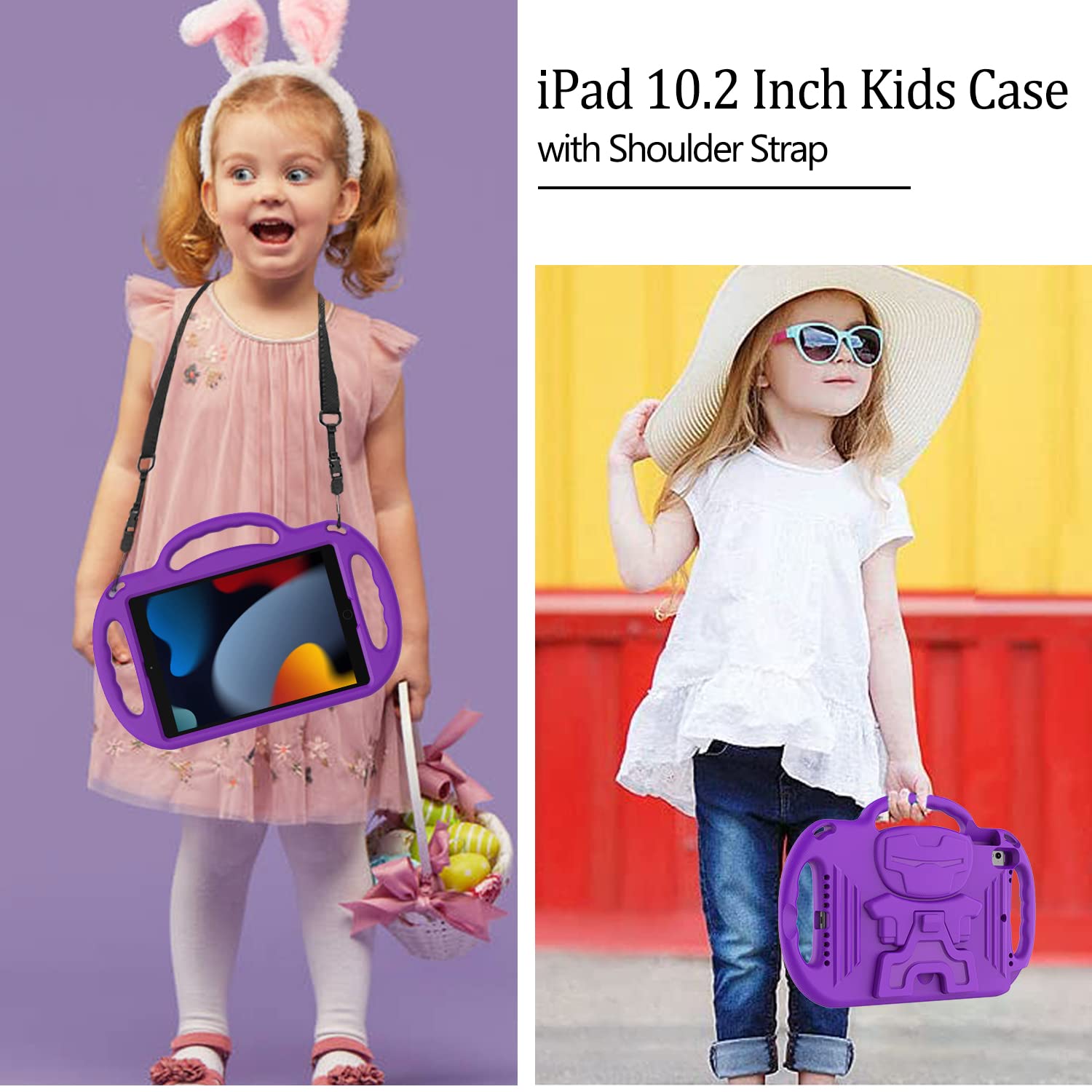 Ltrop New Ipad 9Th Generation,Ipad 8Th/7Th Generation Case For Kids,Shockproof Handle Stand Shoulder Strap Kids Case For Ipad 10