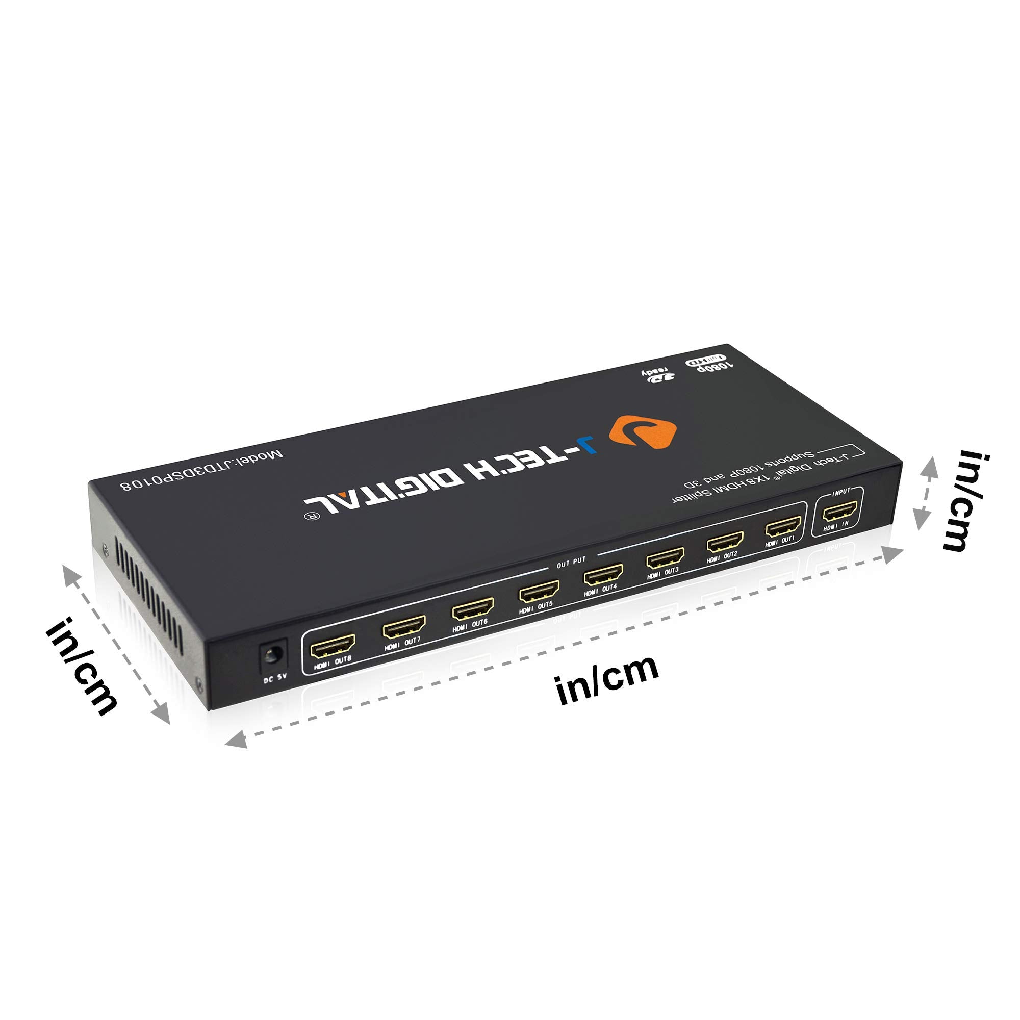 J Tech Digital Jtd3Dsp0108 8 Port Hdmi V1.3 1 Input 8 Output 1X8 1080P Hdmi Splitter