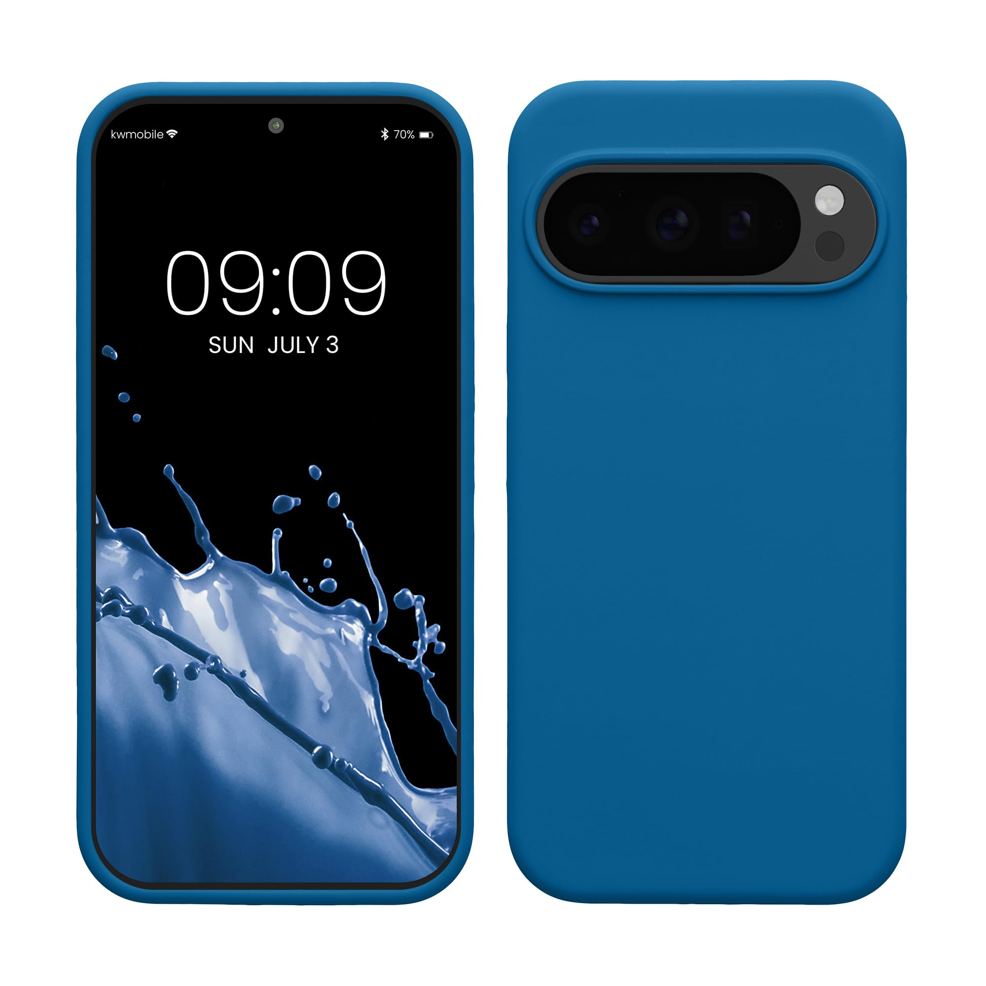 kwmobile Case Compatible with Google Pixel 10 / Pixel 10 Pro Case - TPU Silicone Phone Cover with Soft Finish - Blue Reef