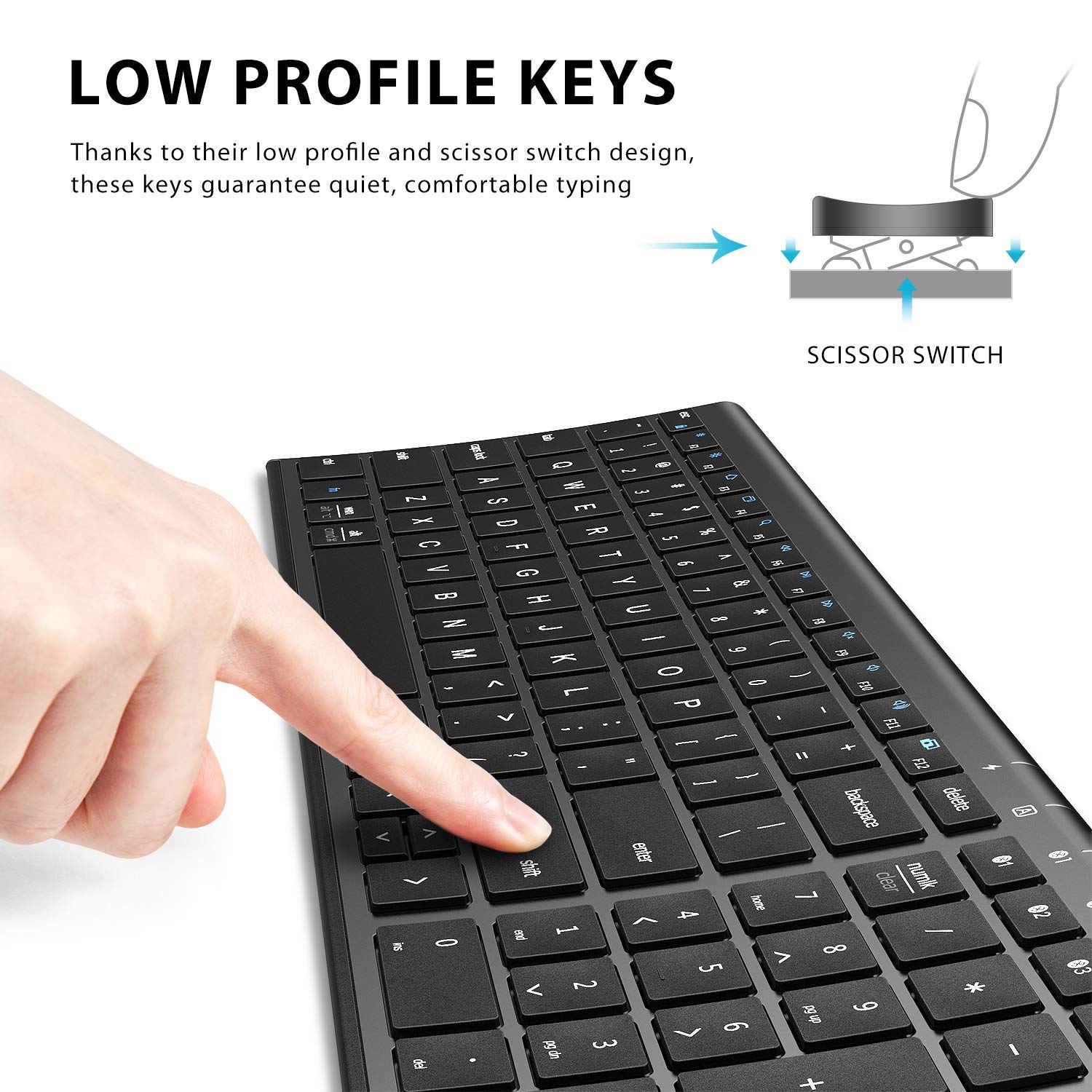 Iclever Bk10 Bluetooth Keyboard, Wireless Bluetooth Keyboard, Rechargeable Bluetooth 5.1 Multi Device Keyboard With Number Pad F