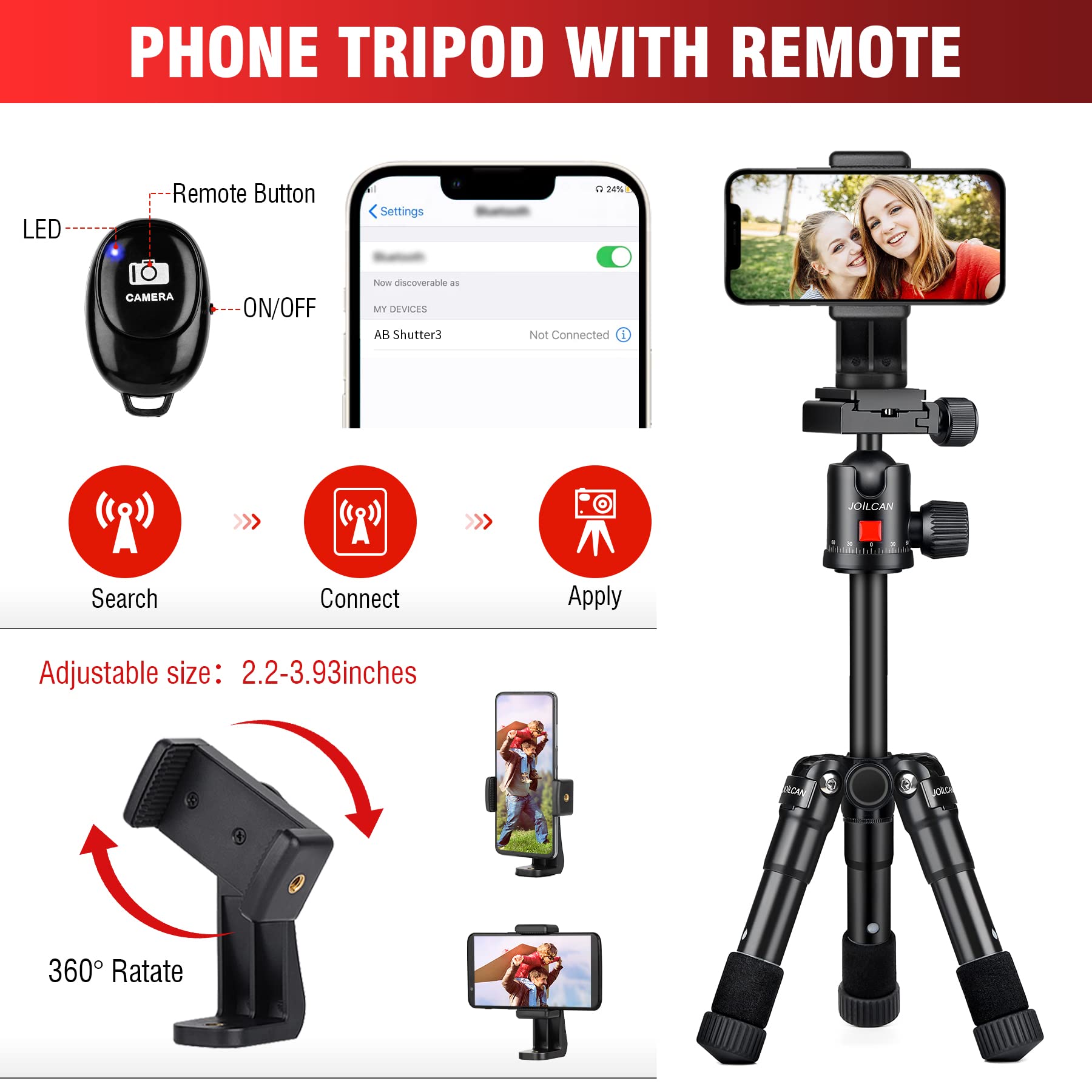 Joilcan Mini Tripod For Camera, 21'' Aluminum Small Desktop Tripod, Heavy Duty Tripod With 360 Ball Head, Travel Tripods For Dsl