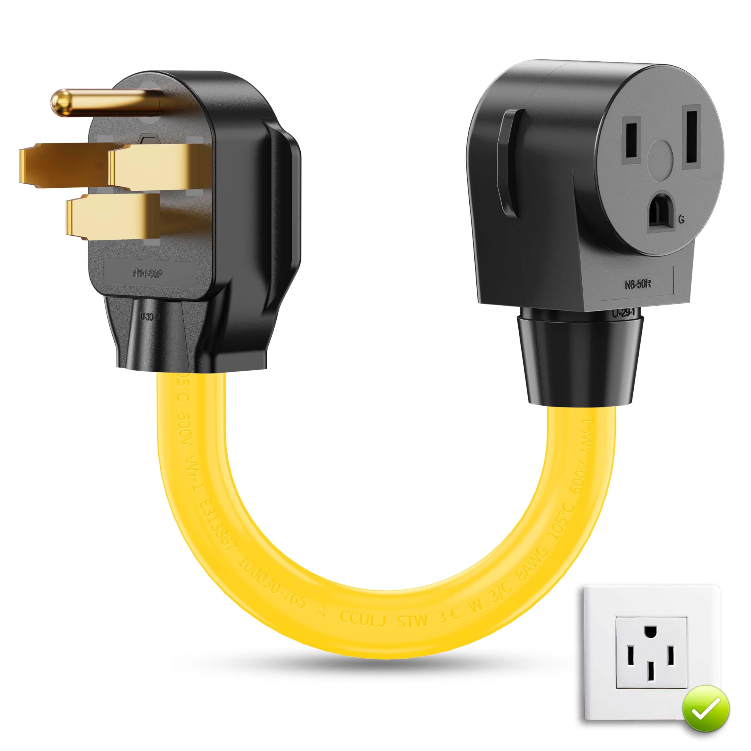 Yomilink Welder Adapter Cord, Nema 14 50P To 6 50R, 50 Amp Welder Power Adapter Plug, Heavy Duty Stw 8 Awg, 50 Amp 250V 12500 Wa