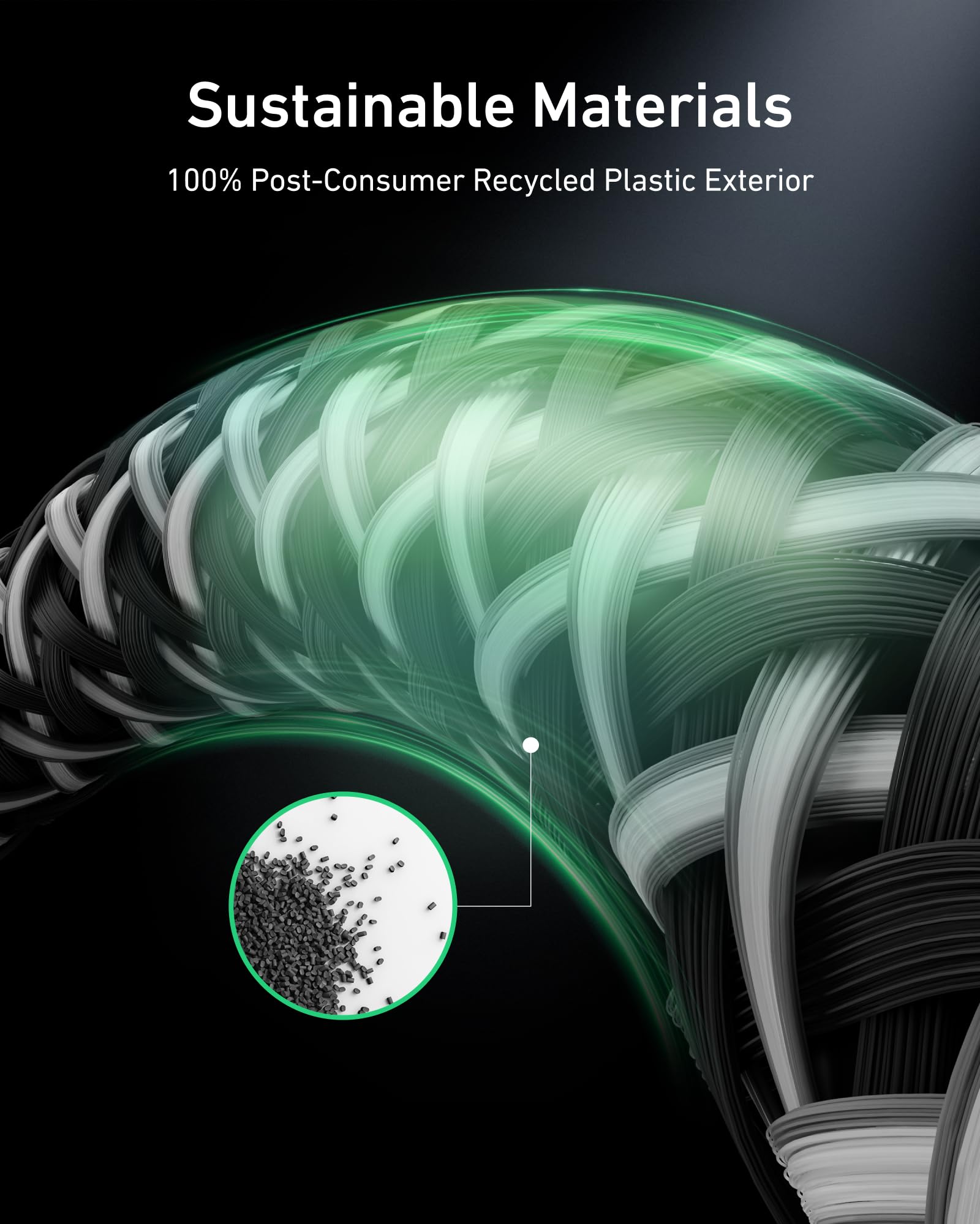 Anker Prime Usb C To Usb C Cable, 240W 3 Ft Fast Charging Usb C Cable, Upcycled Braided Nylon With 100 Year Bend Durability, Usb