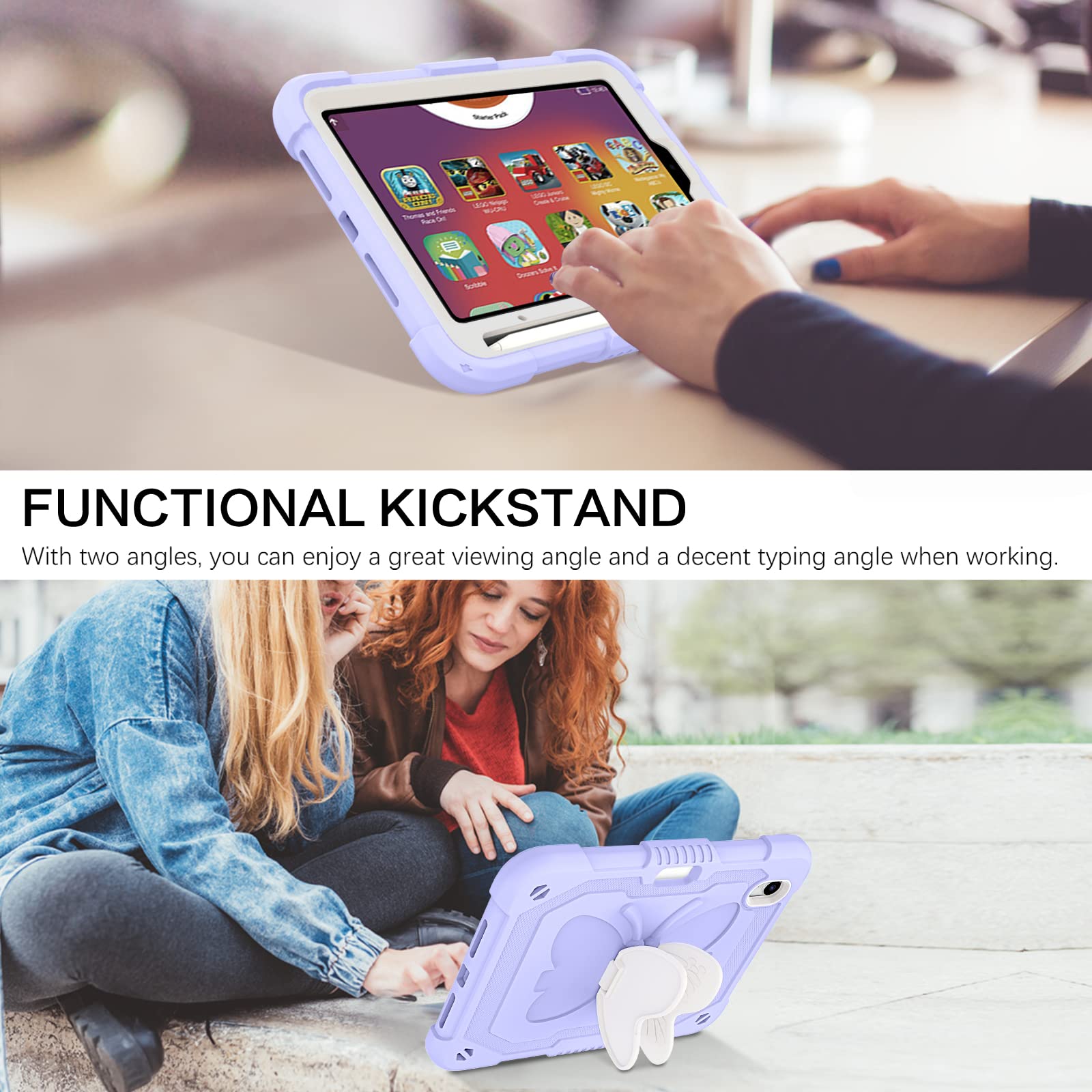 Bentoben For Ipad Mini 7 A17 Pro Case, For Ipad Mini 7Th/6Th Generation Case (2024/2021) With Pencil Holder Kickstand Heavy Duty