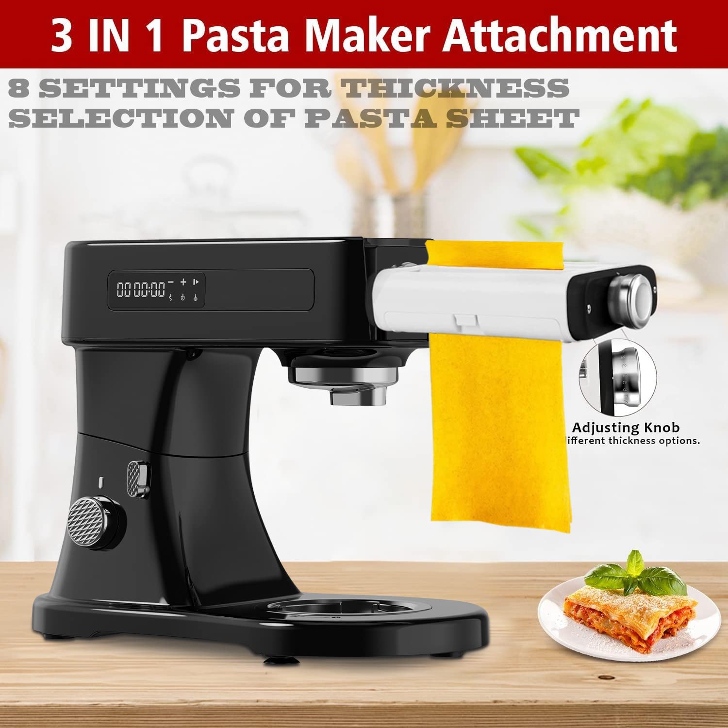 Pasta Maker Attachment For All Kitchenaid Mixers, Noodle Maker Kitchen Aid Mixer Accessories 3 In 1 Including Dough Roller Spagh