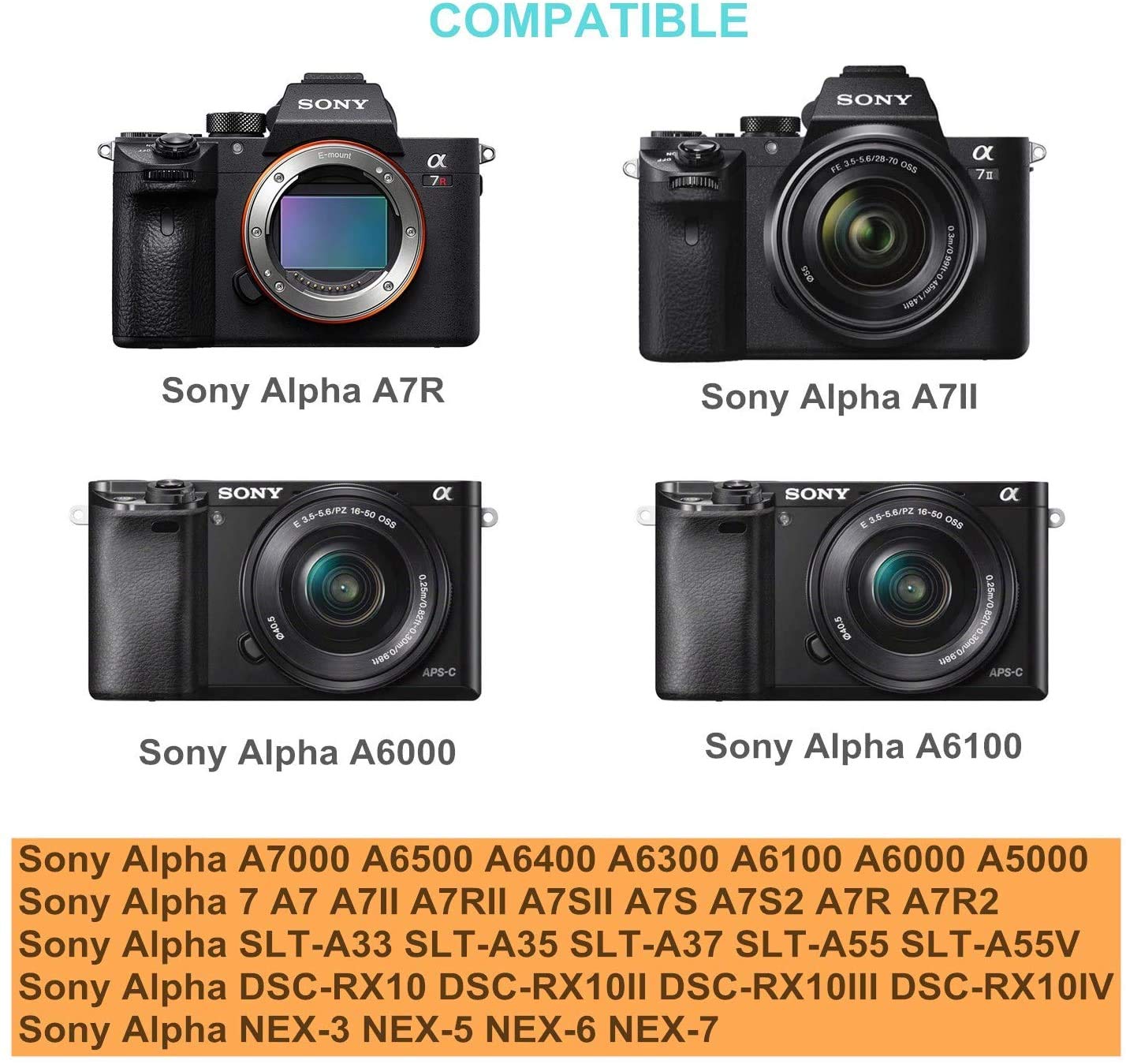 Tengdaxing Ac Pw20 Continuous Power Adapter Np Fw50 Dummy Battery For Sony Alpha Zv E10, A5000, A5100, A6000, A6100, A6300, A6400, A6500, A7, A7 Ii, A7R, A7R Ii, A7S, A7S Ii, Rx10 Cameras