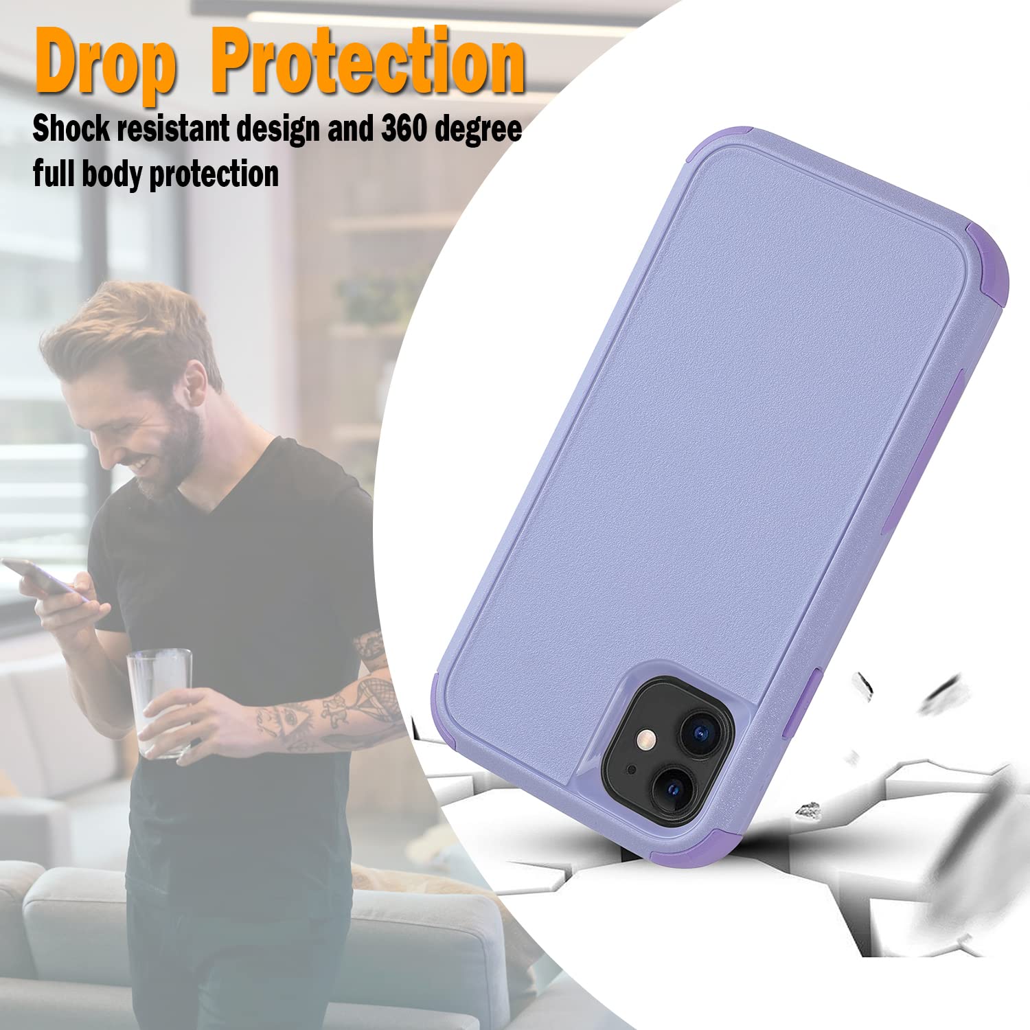 Joylifeboard For Iphone 11 Case, 3 In 1 Heavy Duty Protection Phone Case, [Shockproof] [Dropproof] Full Body Military Protective