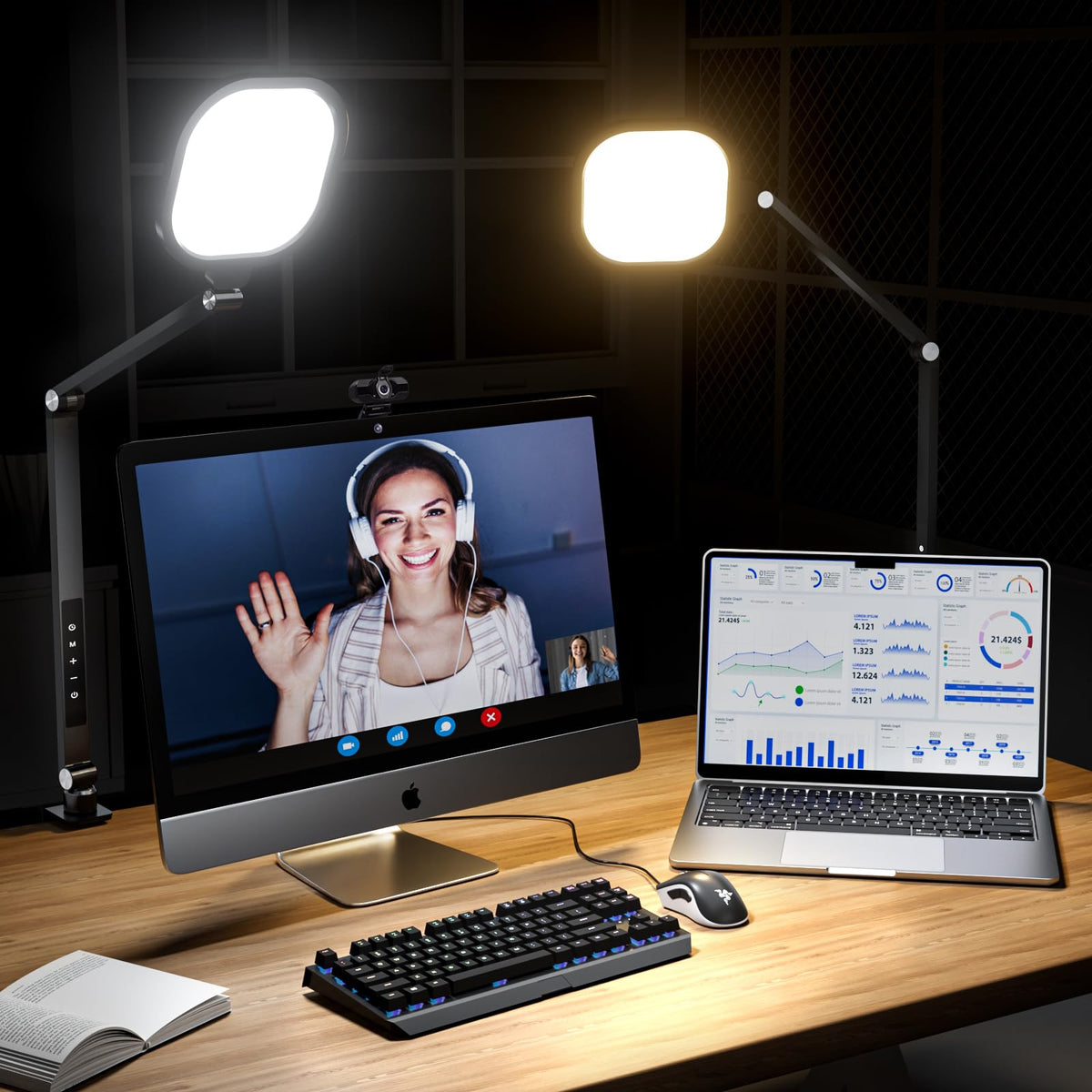 Litones Video Conference Light For Computer, Dimmable Zoom Lighting For Home Office, Video Calls, Meeting, Laptop & Webcam, 15W