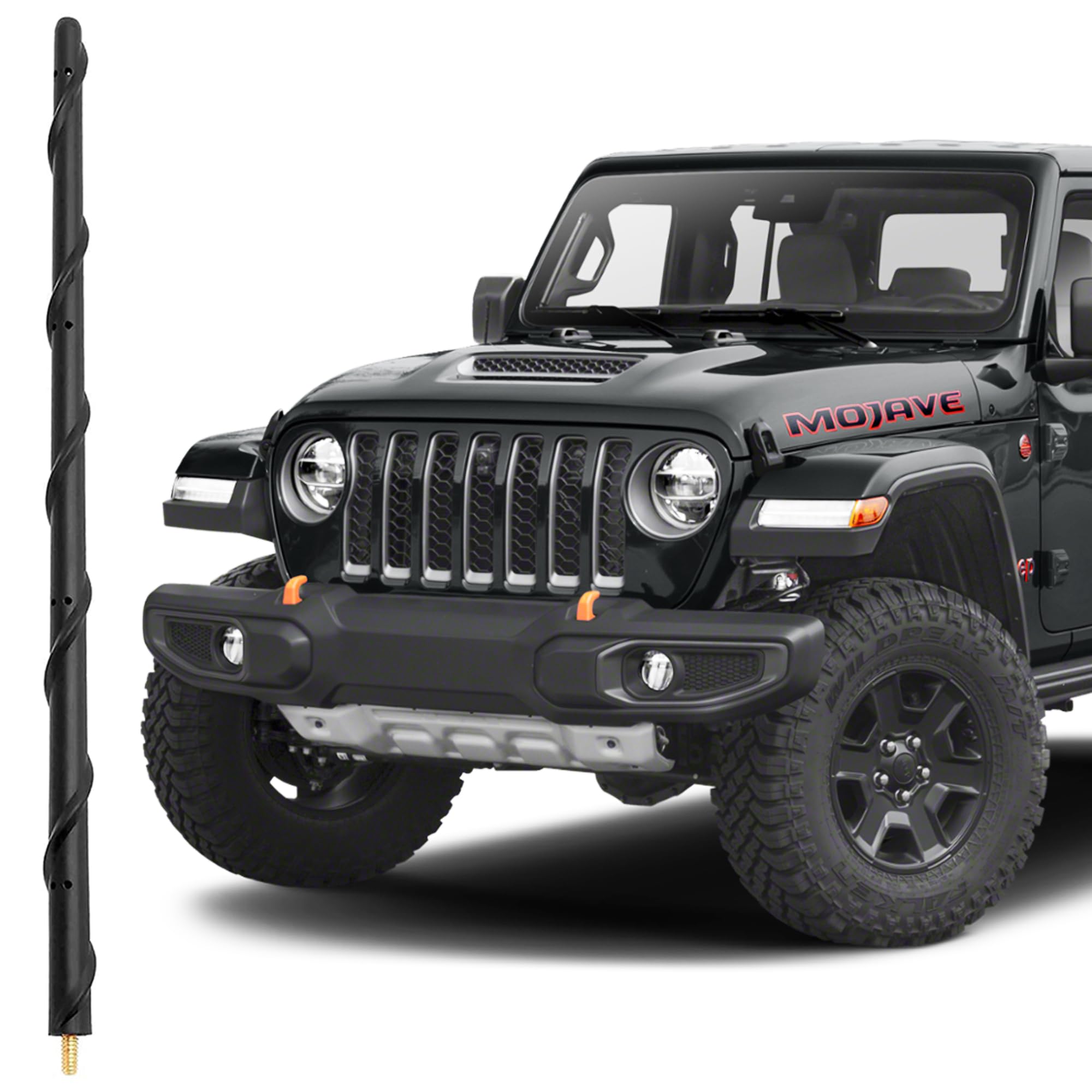 Basiker Antenna For Jeep Gladiator Willys Mojave 2007 2024 2025, Jeep Gladiator Accessories, 13 Inch Spiral Rubber Jeep Gladiator Willys Mojave Antenna Replacement Designed For Car Radio Reception