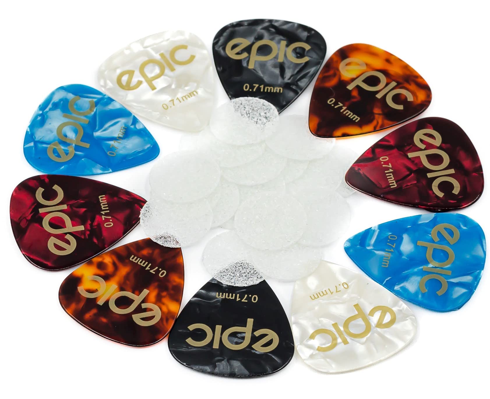 Epic Accessories 20 Pack Rough Surface Guitar Pick Grips Non Slip | Non Sticky | Stop Dropping Your Pick | Comes With 10 Medium