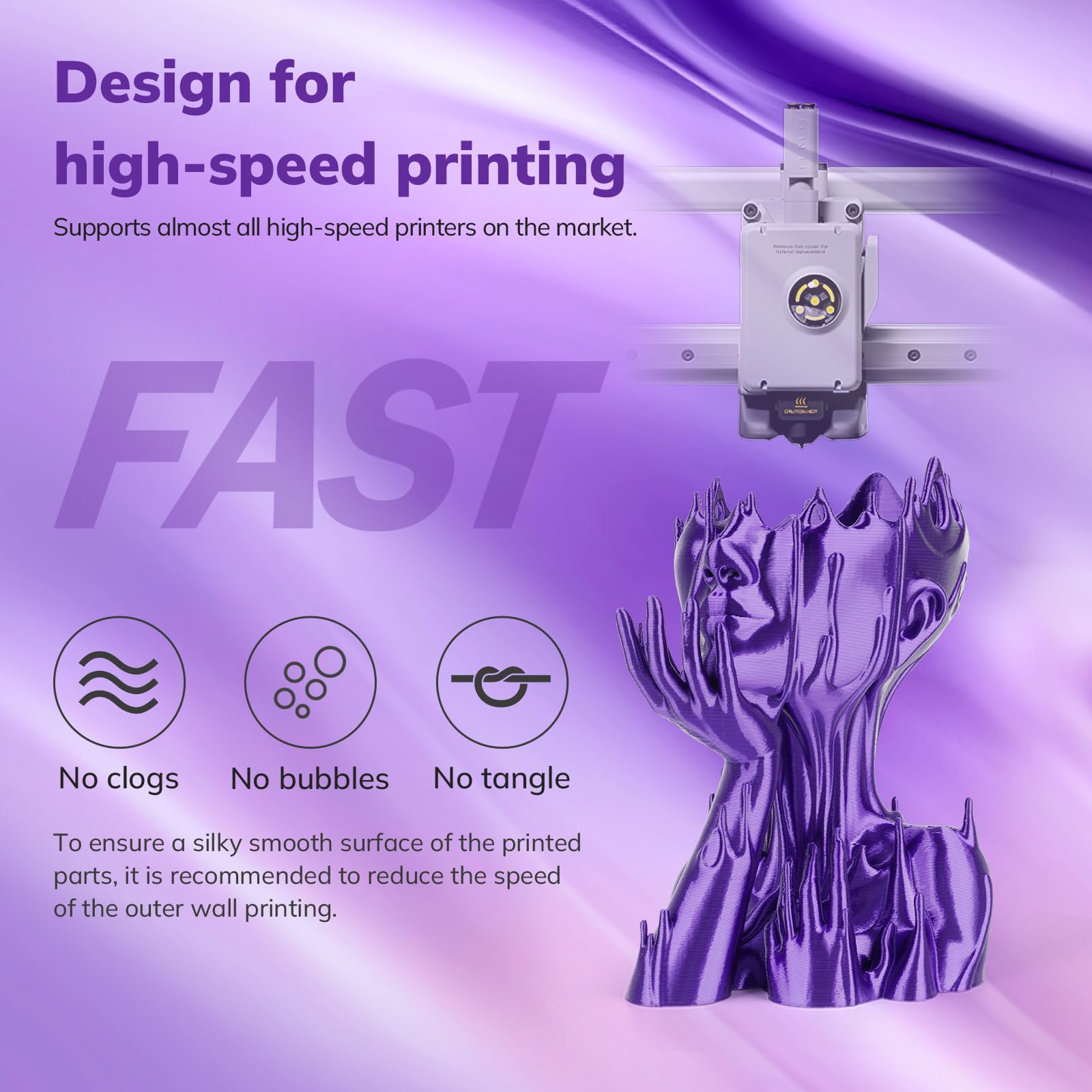 Amolen Silk Pla 3D Printer Filament, Shiny Silk Purple Pla Filament 1.75Mm, 3D Printing Pla Filament For Most Fdm 3D Printer, 1K