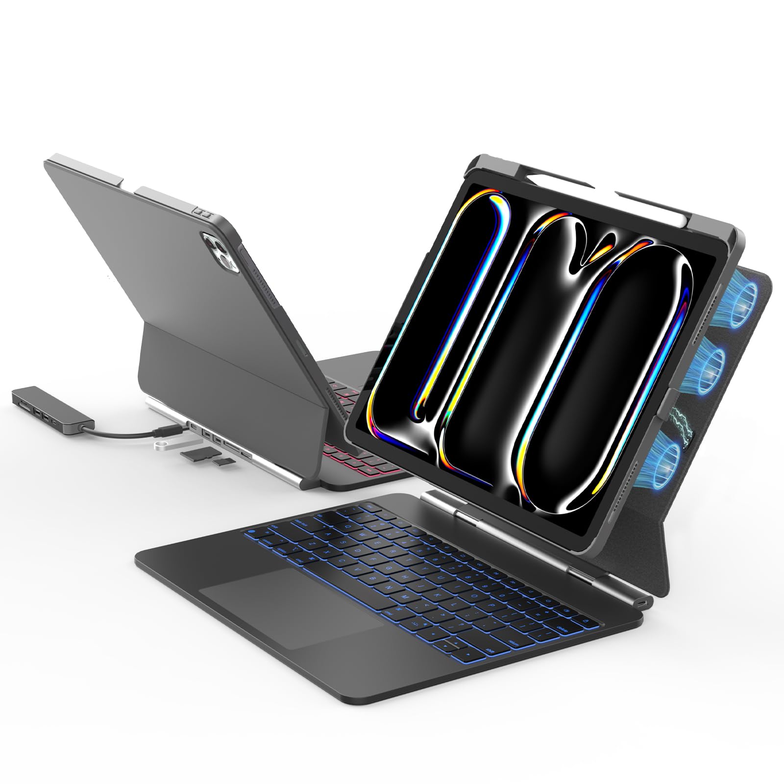 LAUDTEC Magnetic Keyboard Case with 4in1 Hub for iPad Pro & Air 13inch