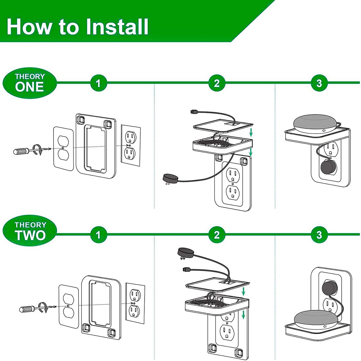 Beliefluo Outlet Shelf Holder, Bathroom Decor With Built In Cable Management,A Space Saving Solution For Homepod Mini,Google Home/Echo/Smart Speakers/Electric Toothbrush/Cell Phone (Standard)