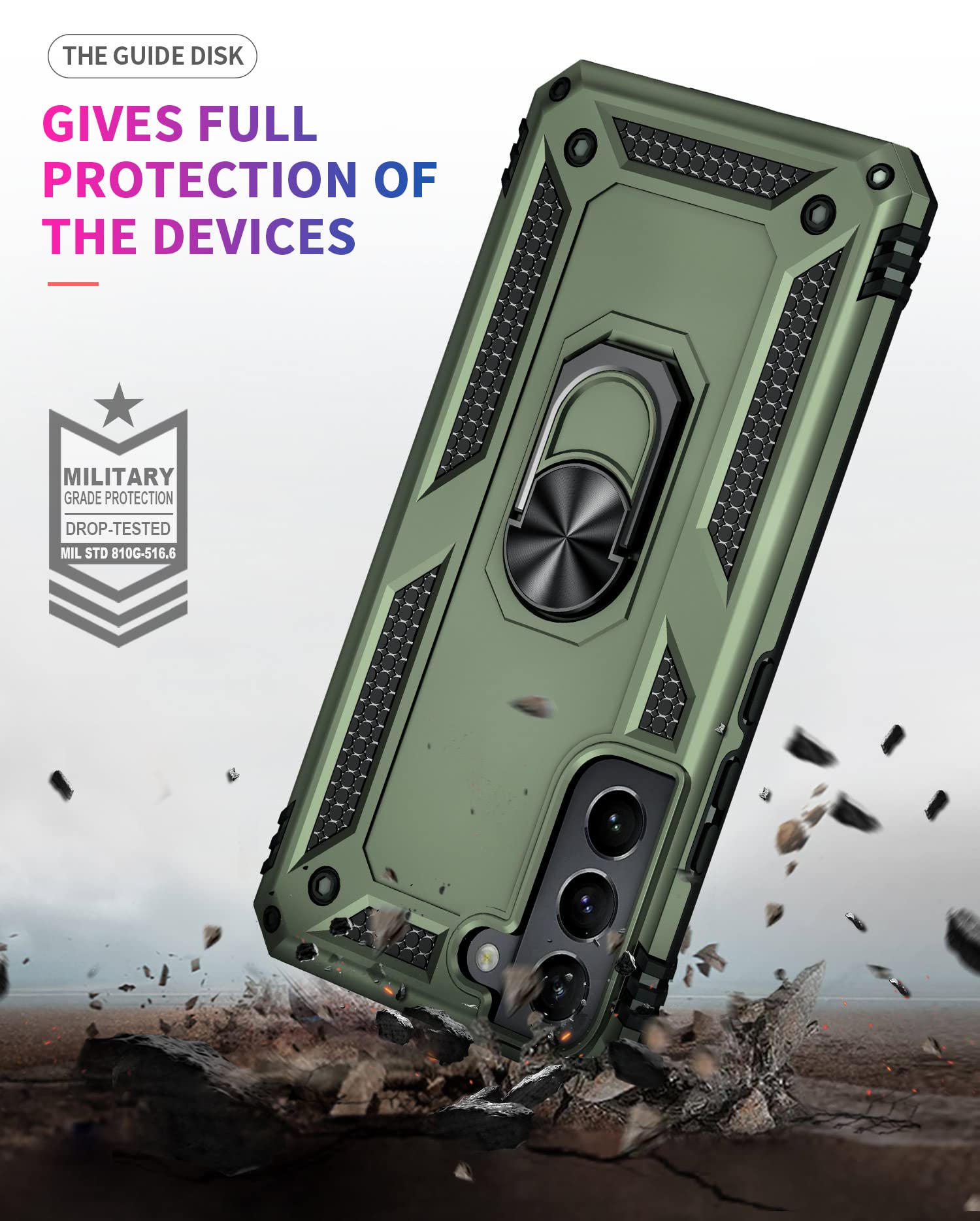 Addit Phone Case For Samsung S22 Case Samsung Galaxy S22 Phone Case, Military Grade, Heavy Duty, With Ring Holder Stand, Support