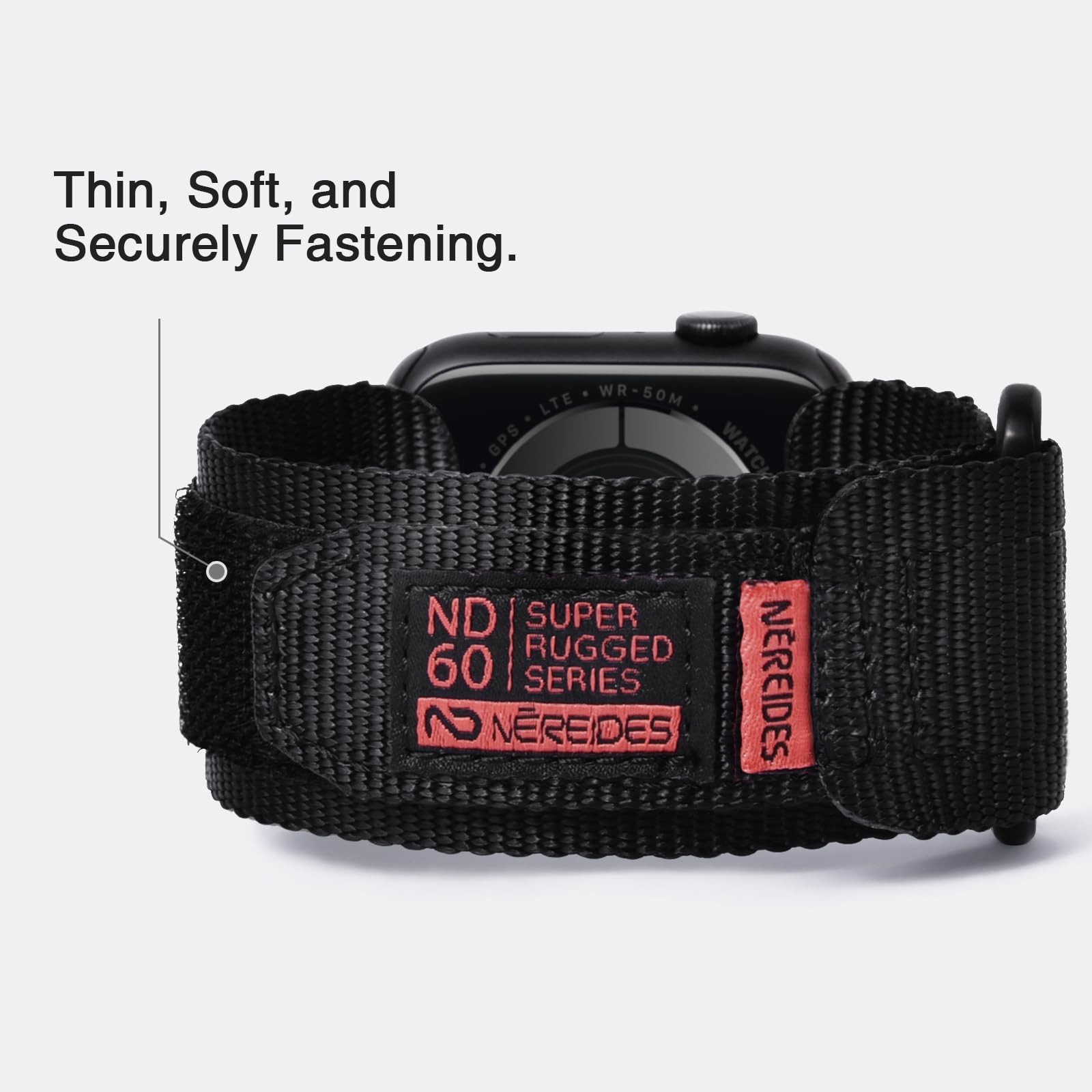 Nereides Compatible With Apple Watch Band Ultra 1/2, Nylon Sports Strap With Woven Design For 49Mm (Xl, Black)