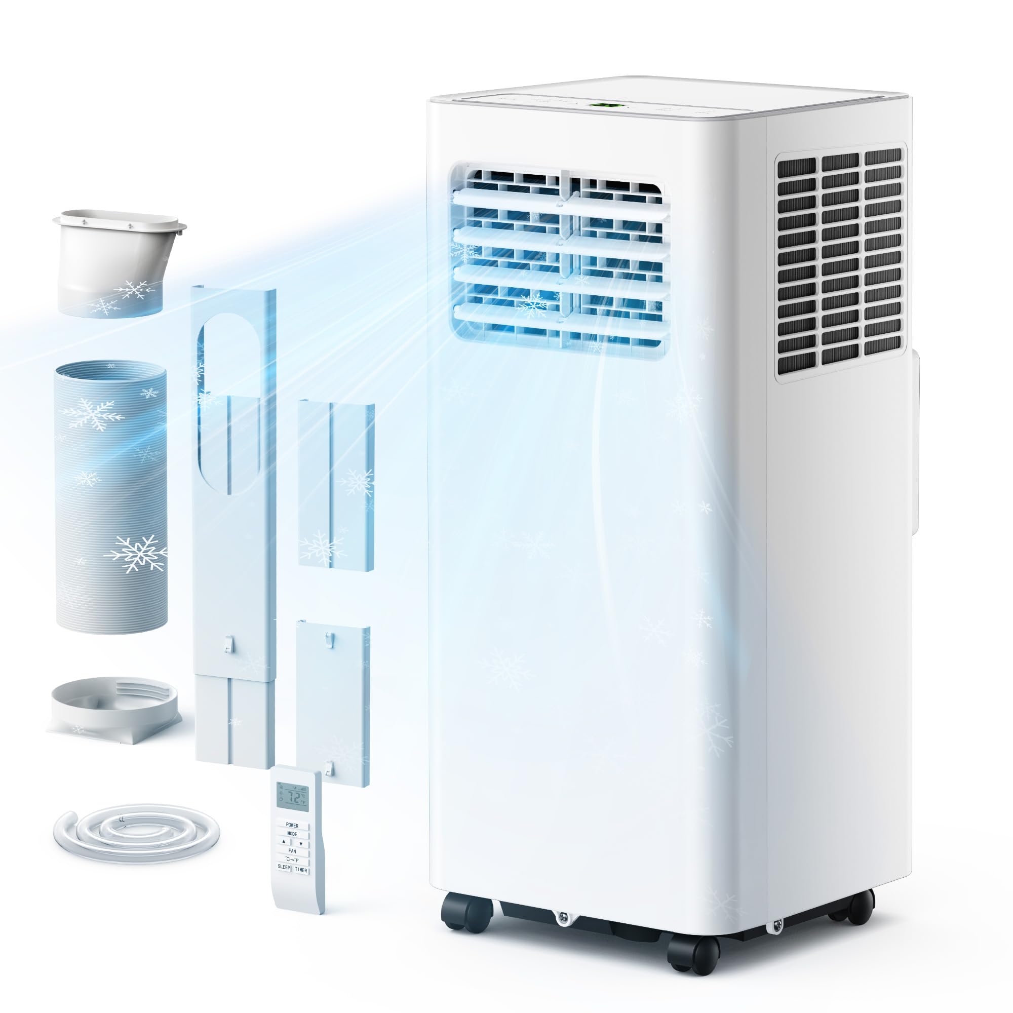 EUHOMY Portable Air Conditioners, 8,000 BTU 3-in-1 Portable AC Unit Cools 350 Sq.Ft, Quiet 50 dB AC with Cool, Dehumidifier, Fan
