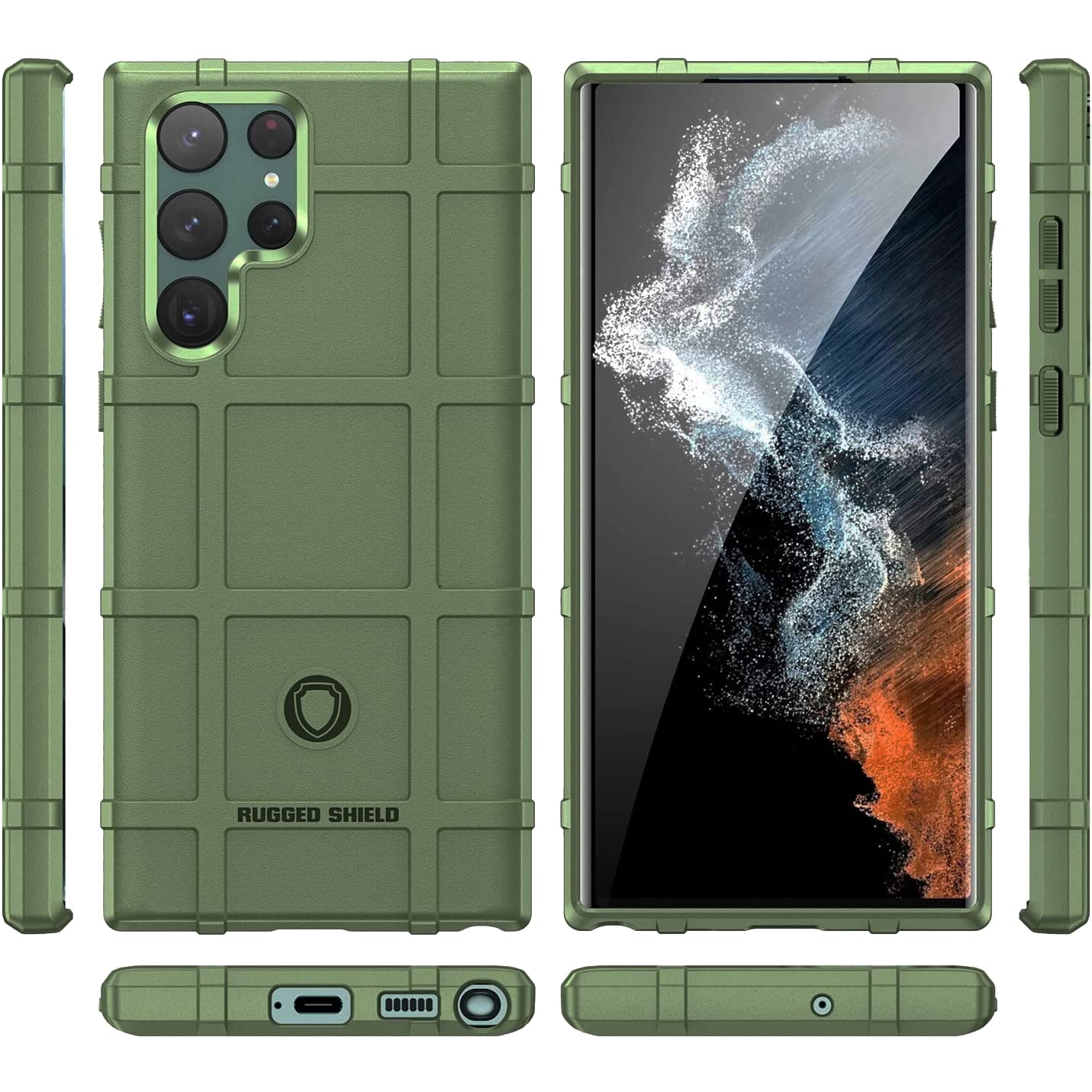 Ego Tactical Rugged Shield Brand Solid Color Tpu Phone Case For Samsung Galaxy S23 Ultra [6.8'' Screen]   Solid Od Green