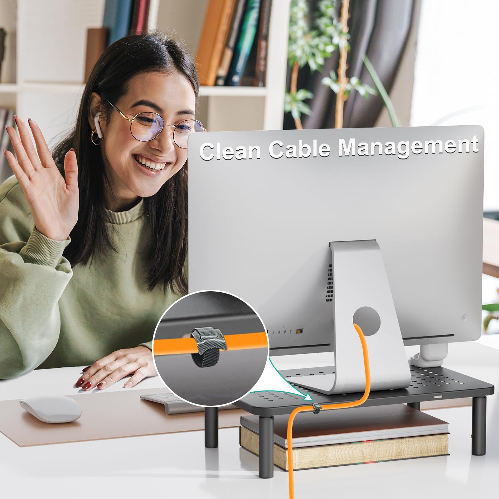 WALI Dual Monitor Stand for Desk, Desk Monitor Riser 3 Height Adjustable, Laptop Riser with Airflow Vents, Desk Organizer for Computer, Laptop, Printer, Notebook (STT003 2), 2 Pack, Black