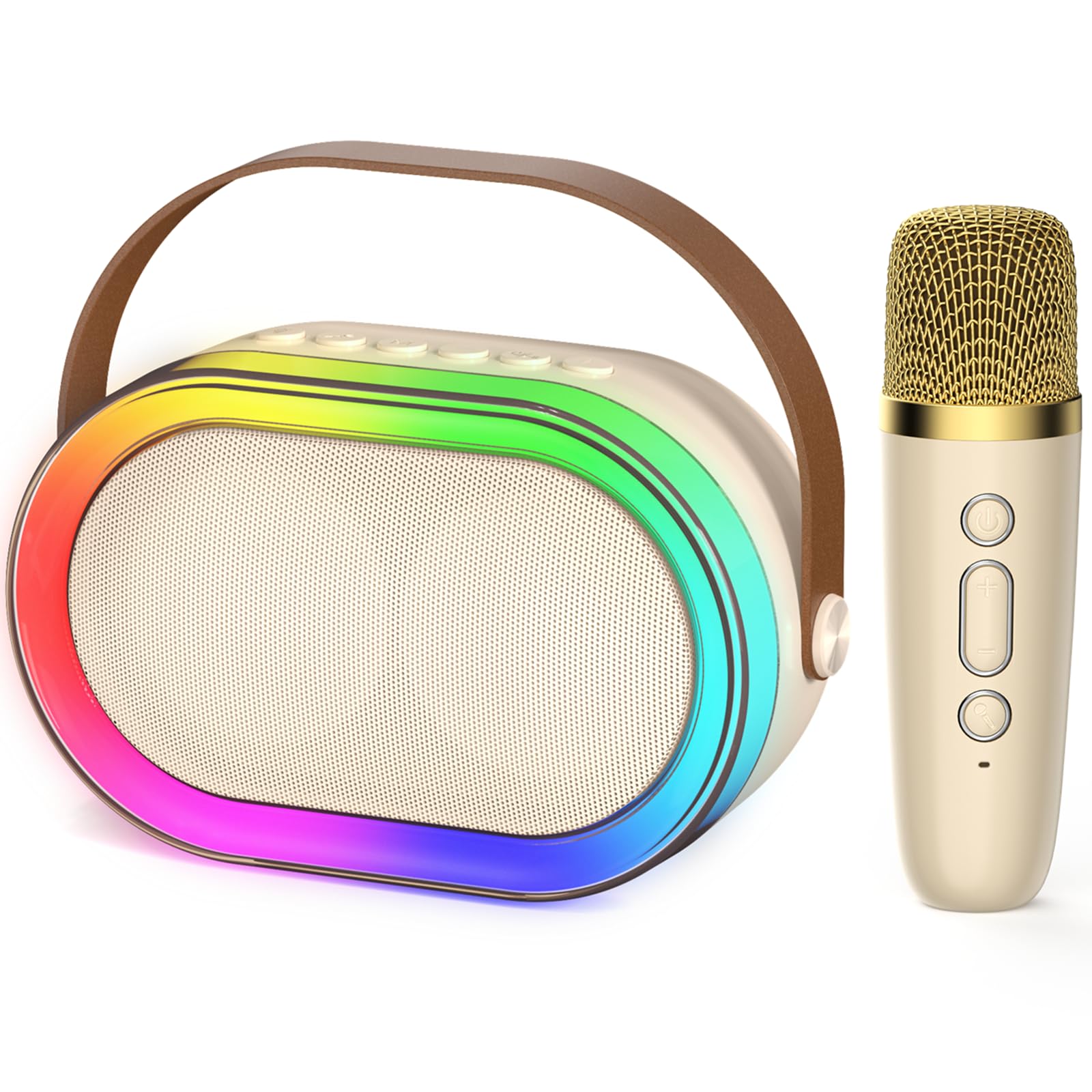 Hwwr Karaoke Machine For Kids Adults, Portable Bluetooth Speaker Mini Karaoke Machine With Wireless Microphones & Led Lights For