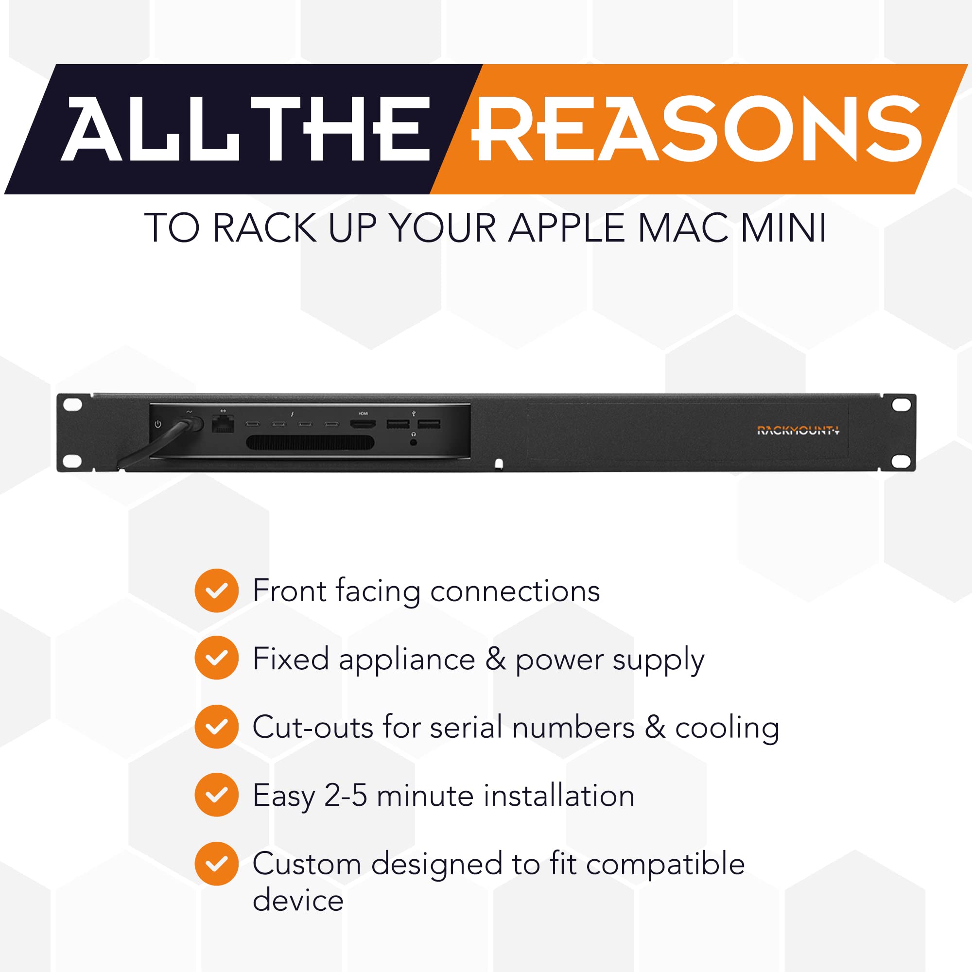 Apple Mac Mini Rack Mount   1U Server Rack Shelf With Easy Access Front Network Connections, Properly Vented, Customized 19 Inch