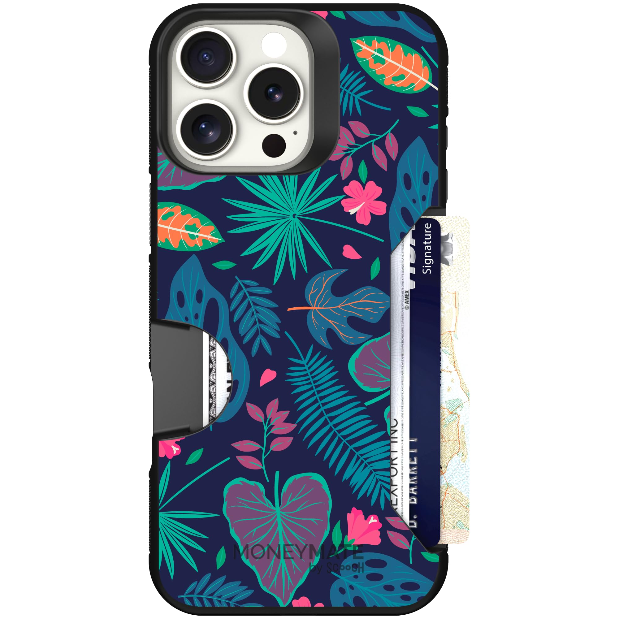 Scooch for iPhone 16 Pro Max Case with Card Holder, Moneymate Wallet Case with Hidden Card Slot and Protection for 4 Cards, 10-F