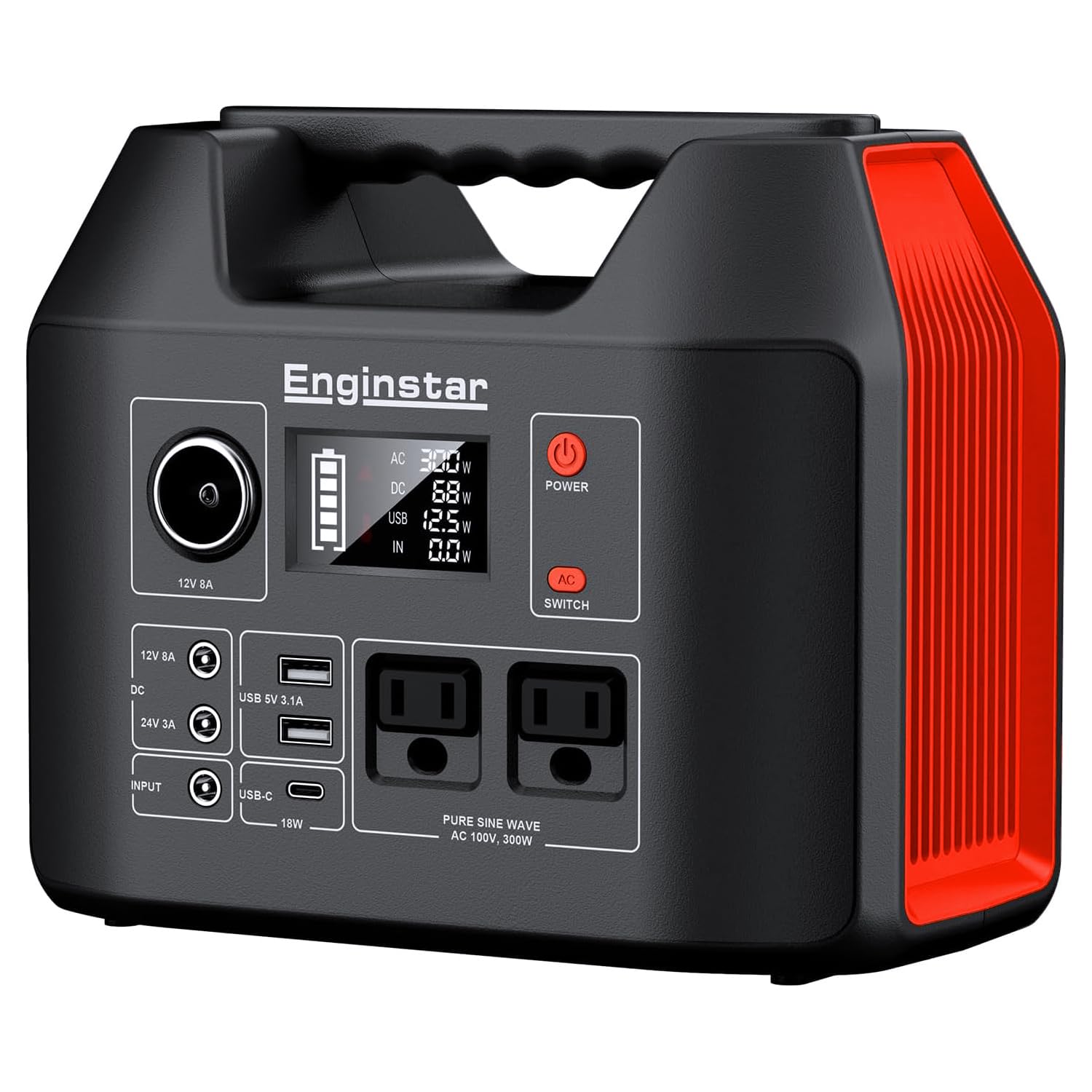 Enginstar Portable Power Station 300W 296Wh Battery Bank With 110V Pure Sine Wave Ac Outlet For Outdoors Camping Hunting And Eme