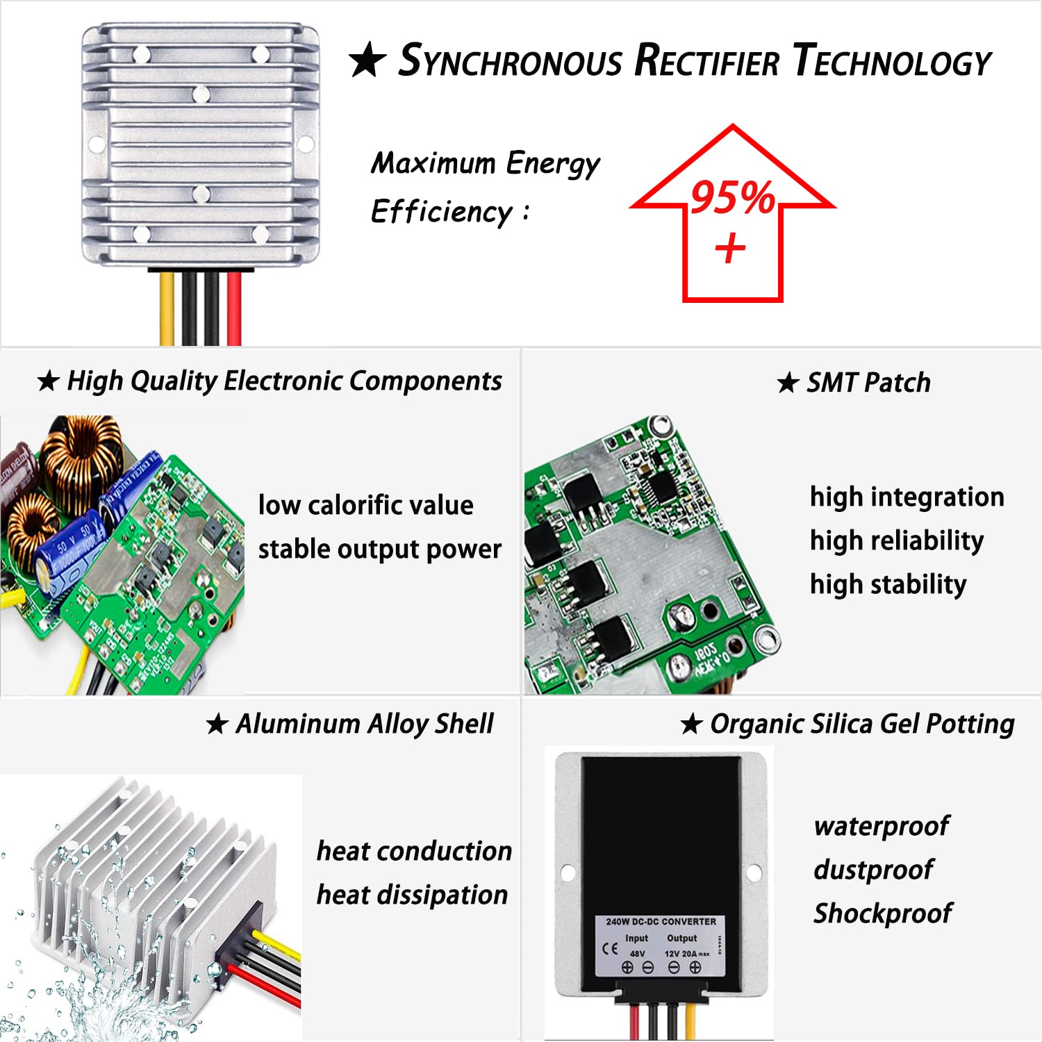 Protooma Dc Voltage Converter   Regulator Boost Buck Converter Reducer 8V 40V Step Up Down To 13.8V 10A 138W For Golf Cart Club