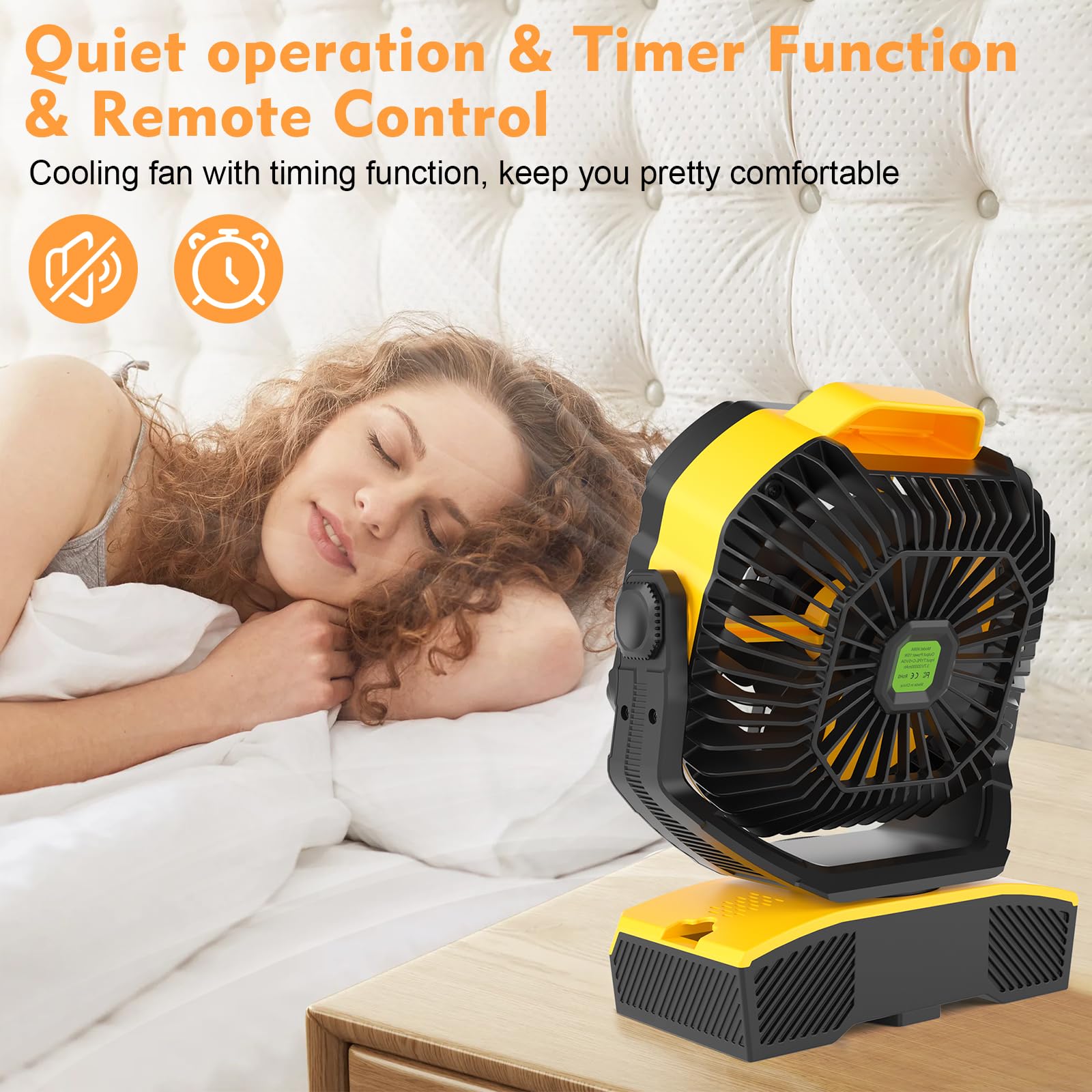 Runtop 20000Mah Oscillation Camping Fan, Remote Control Rechargeable Battery Operated Outdoor Tent Fan W/Hanging Hook, Portable