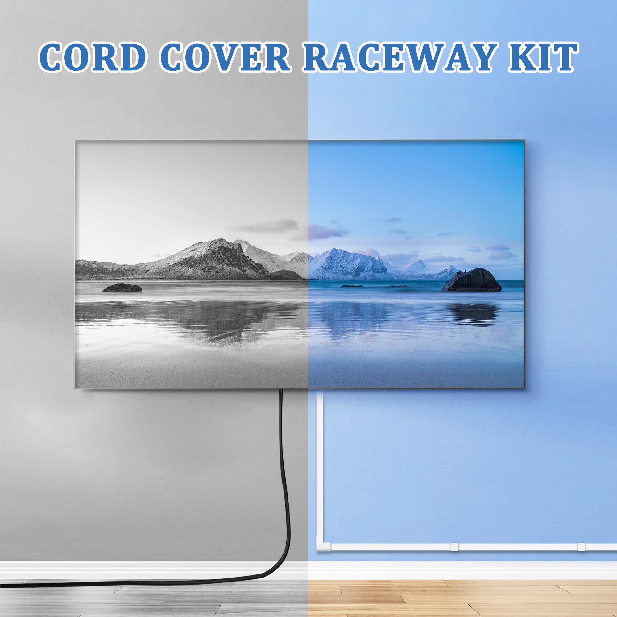 Wire Covers For Cords On Wall   Cord Management On Wall For Home And Office, Paintable Pvc Cable Raceway Cover (White, 125'')