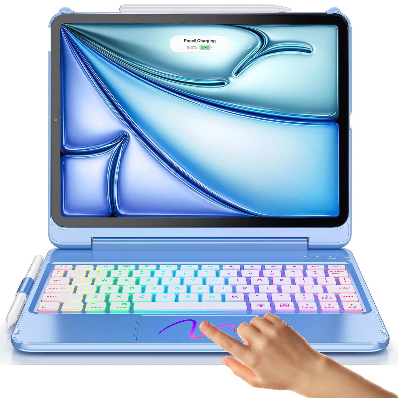 FUWANG for Air 11 inch Case with Keyboard M4/M3/M2 & Air 5th/4th Gen, Blue