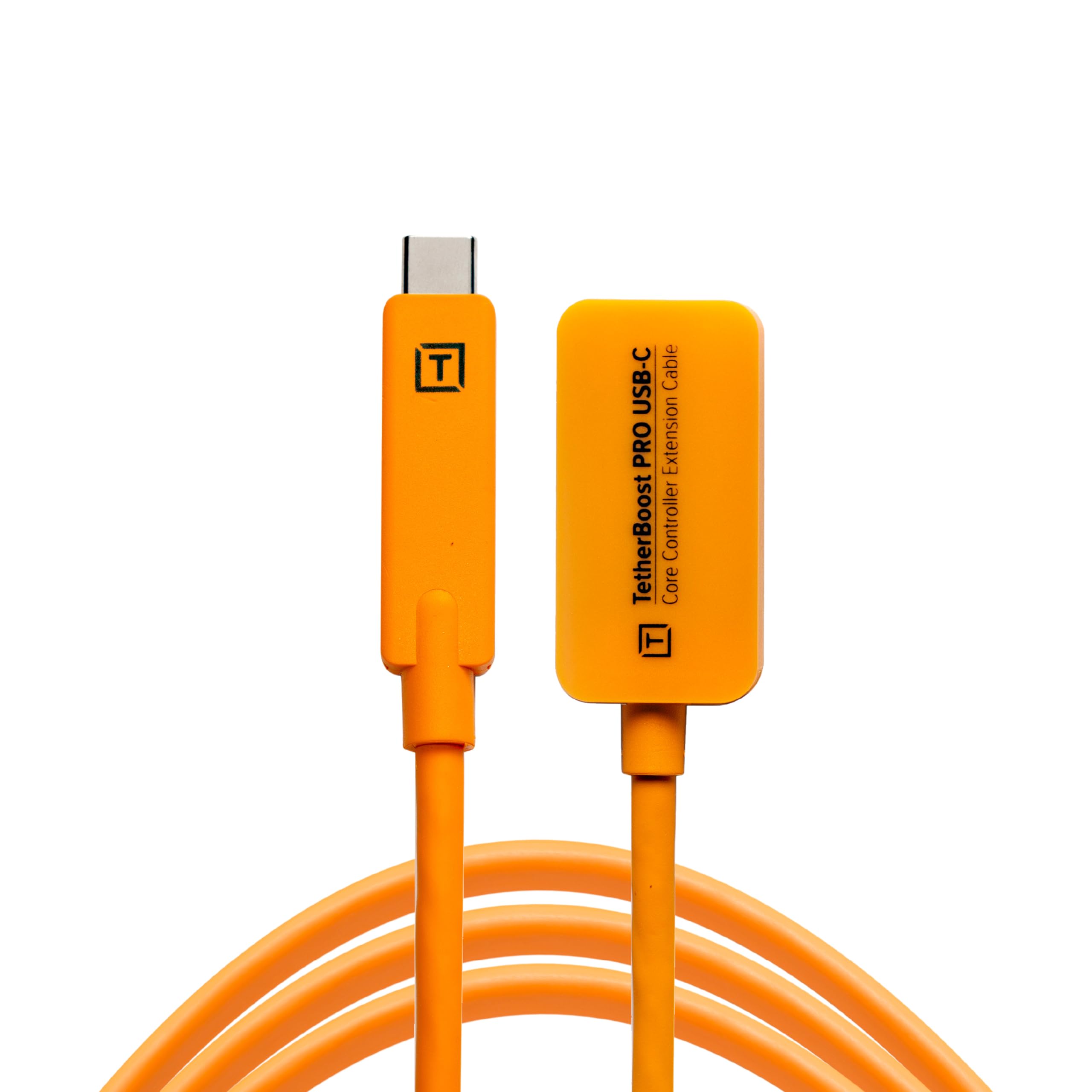 TetherBoost Pro USB-C Core Controller Extension Cable, High-Visibility Orange, 10G Gen 2