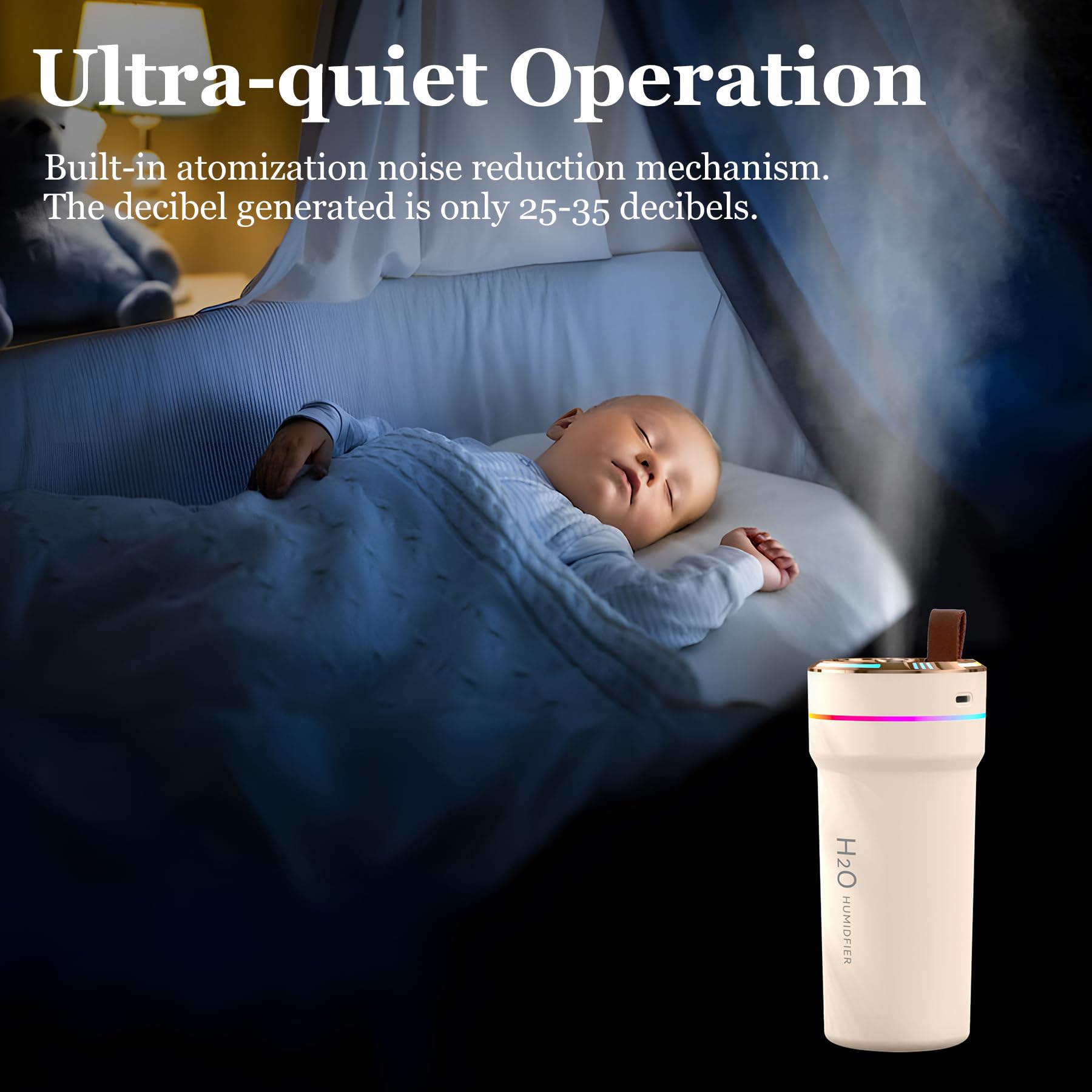 Car Diffuser Humidifier With Night Lights Portable 300Ml Usb Powered Cool Mist Auto Shut-Off Quiet Perfect For Car Home Office B