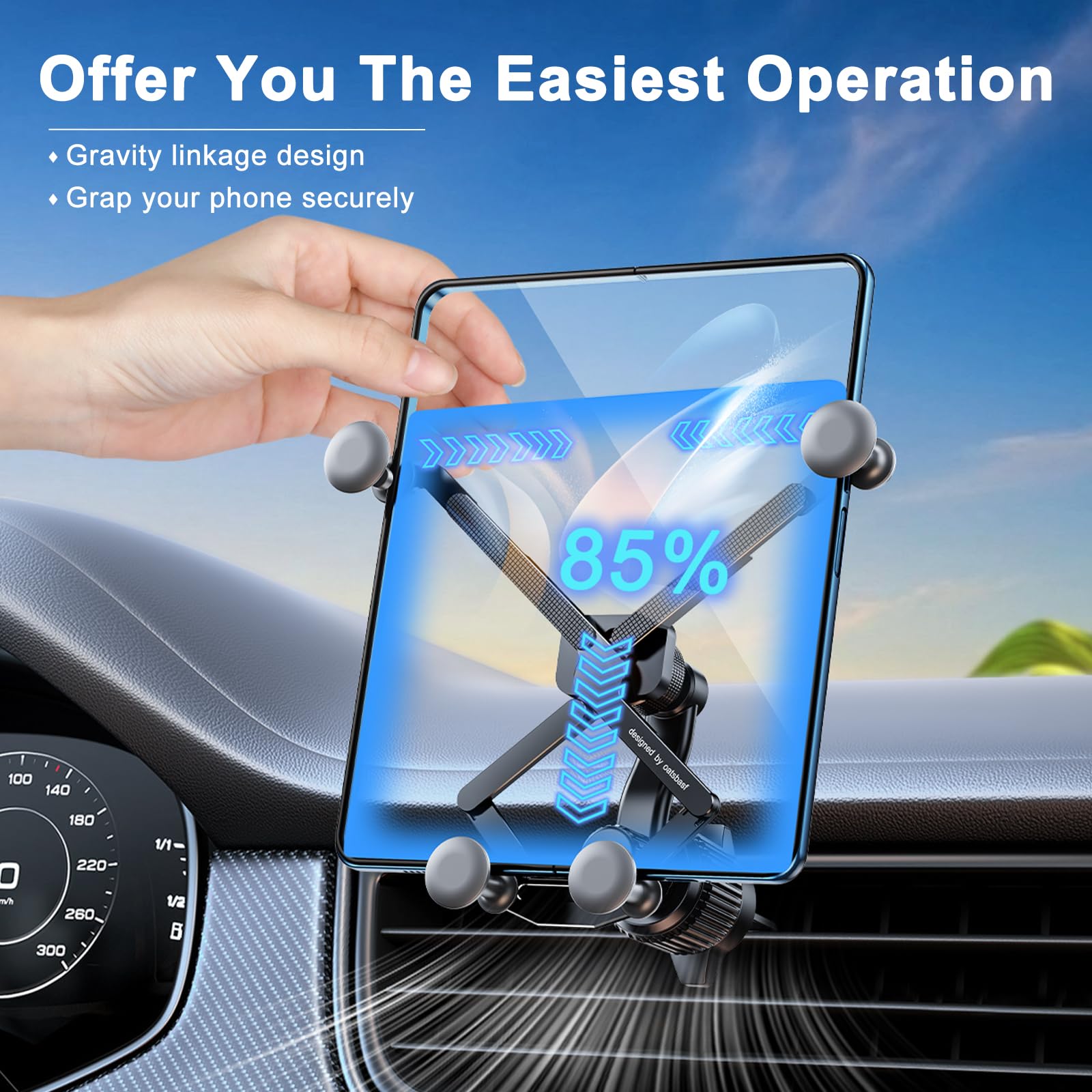 Xuenair Z Fold 7 6 5 4 3 2 Car Mount Accessories, [2 Forms & Thick Case Friendly] Gravity Cell Phone Holder Mount For Samasung G