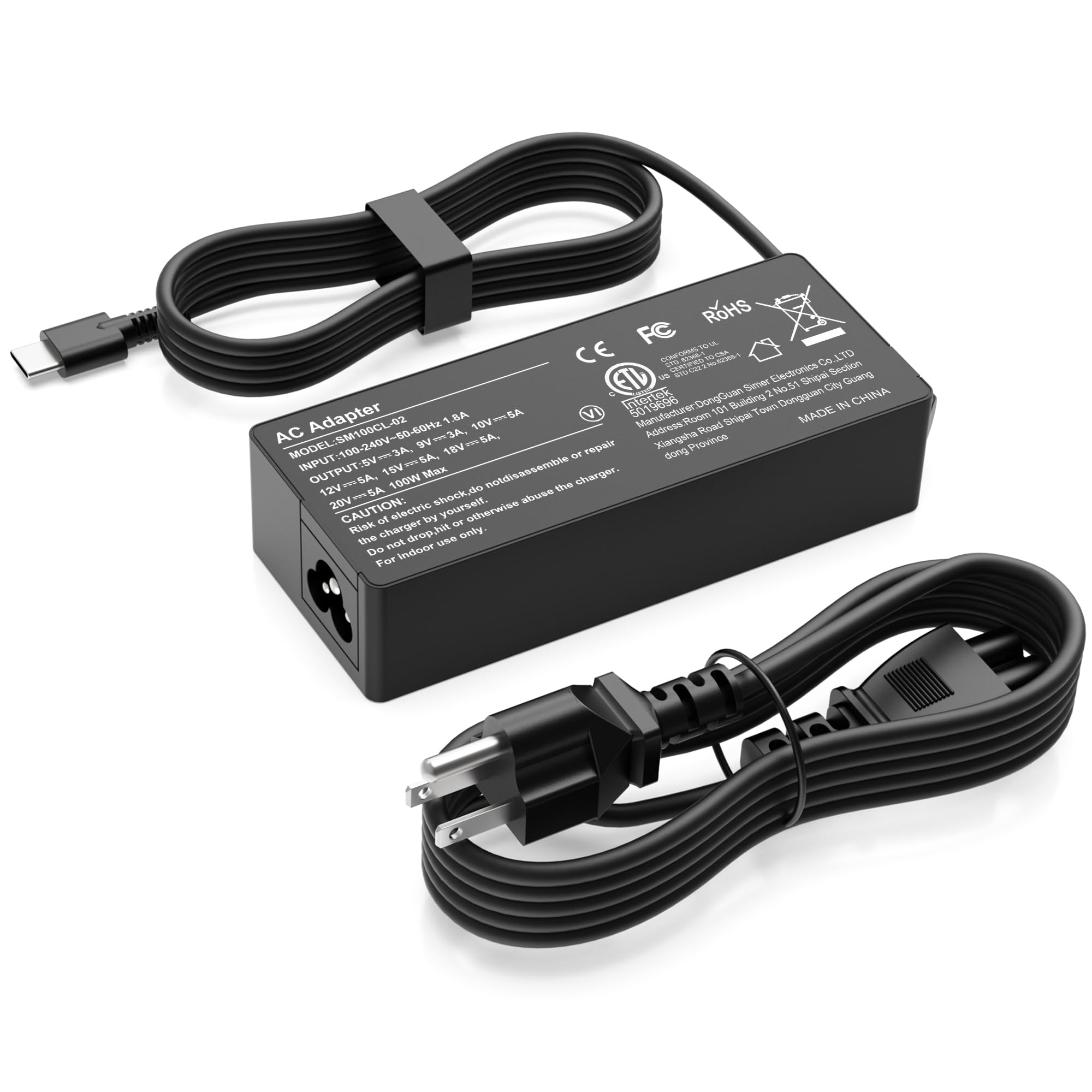 SiKER 100W USB C Charger, Universal USB-C Power Adapter, PD 3.0 Fast Laptop Charger Compatible with MacBook Pro/Air, Lenovo, Del