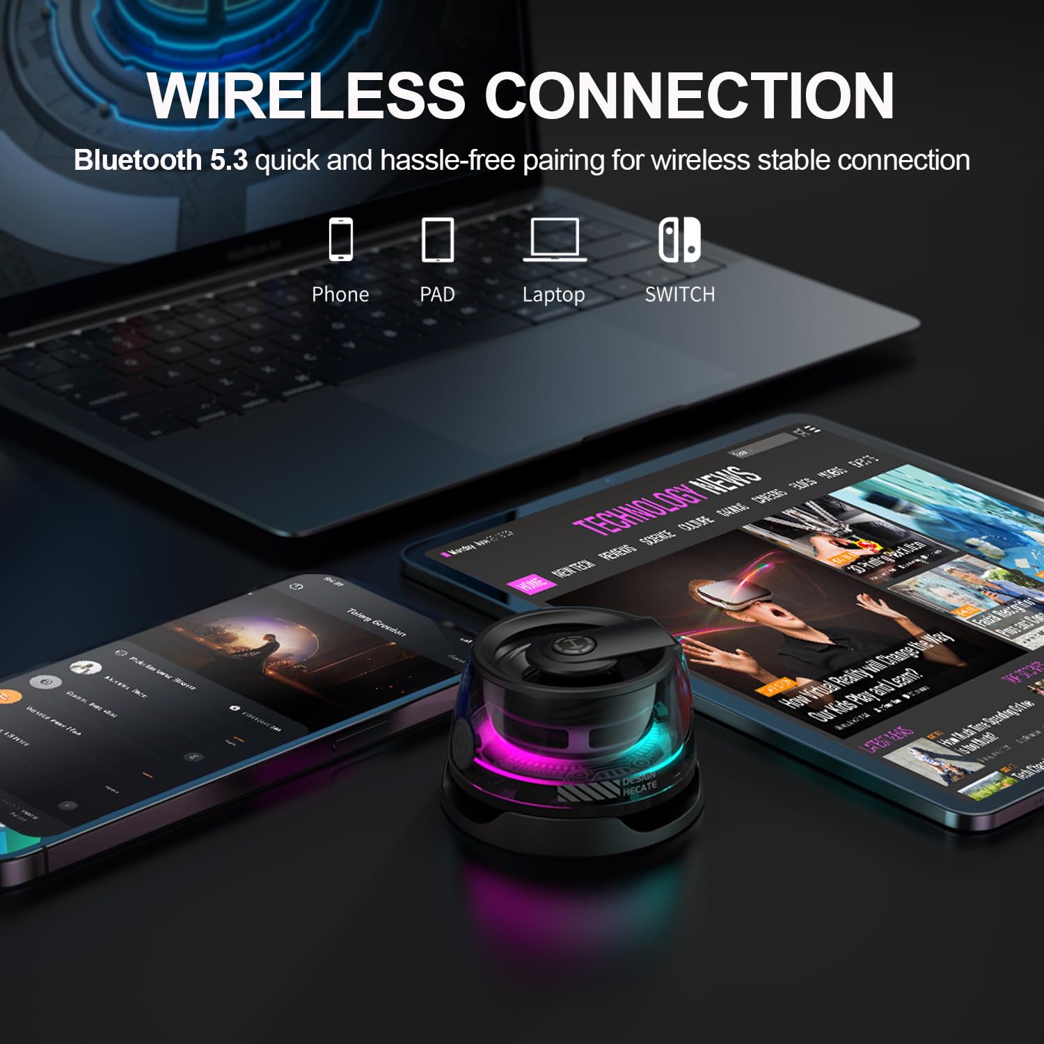 Edifier G200 Magnetic Bluetooth Speaker, 5W Mini Speakers Wireless With Bluetooth 5.3, Rgb Light, Game Mode, 7H Playtime, Portab