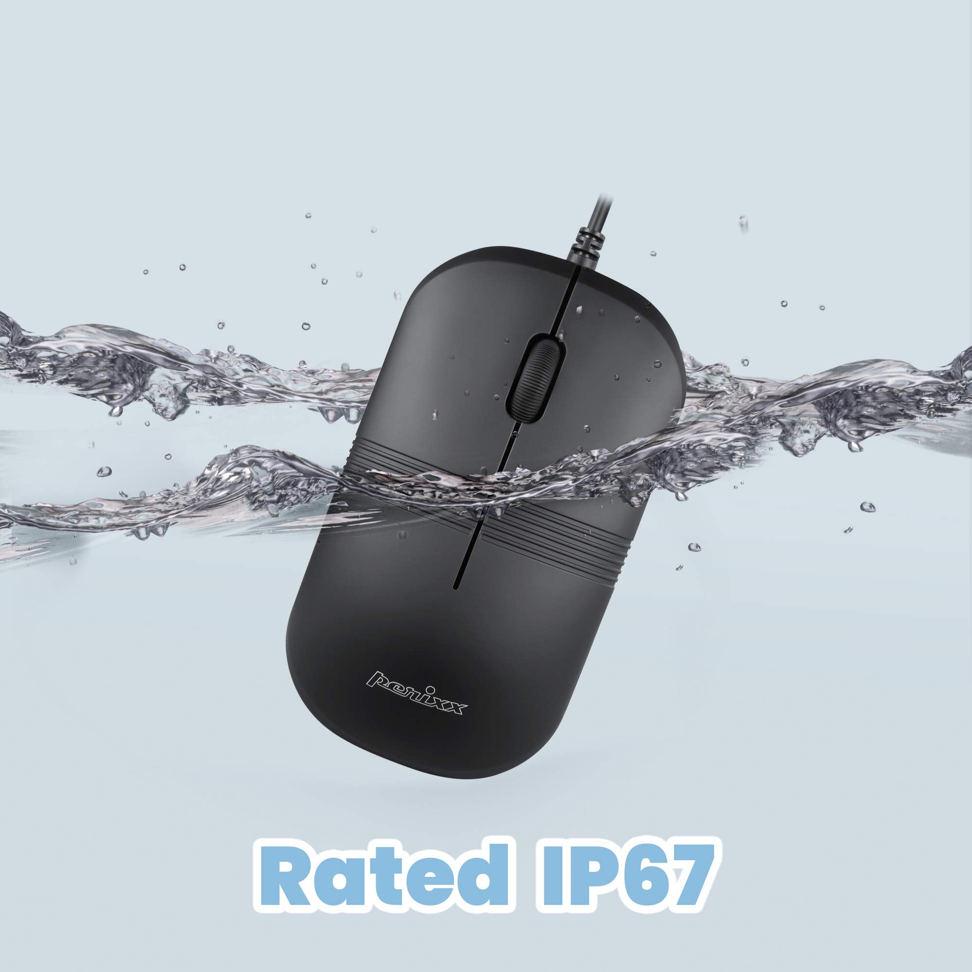 Perixx Perimice 503B Wired Optical Washable Mouse, Black (11419)