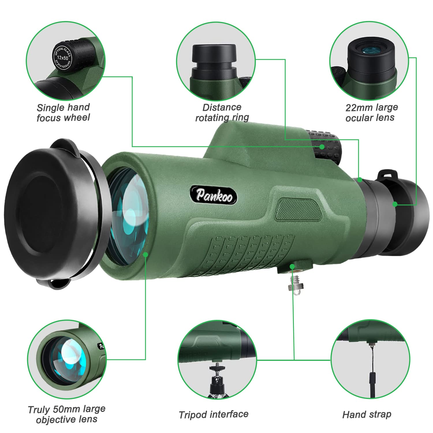 12X50 Hd Monocular Telescope For Adults With Smartphone Adapter Tripod Hand Strap   High Power Monoculars Equipped With Large Ba