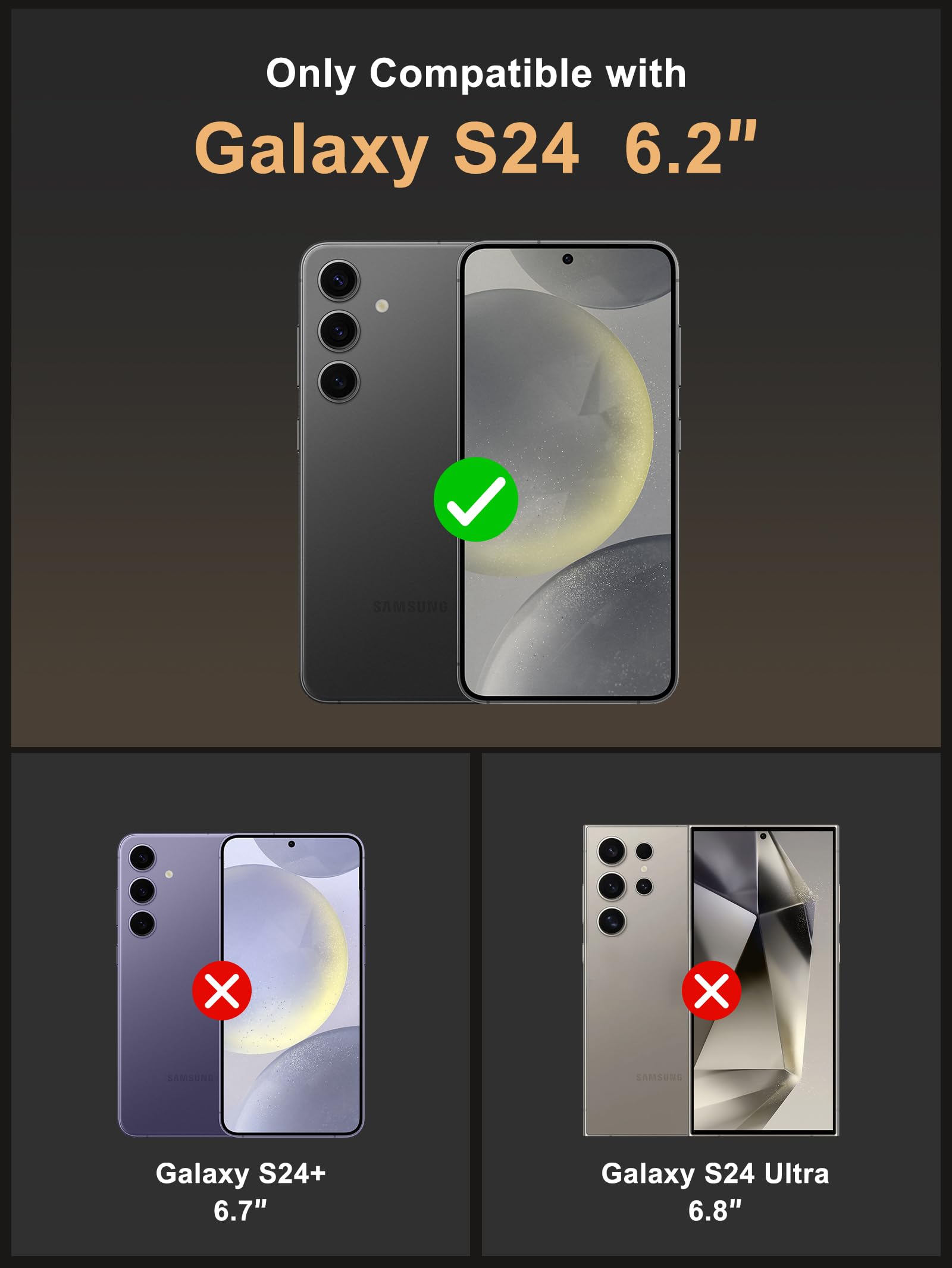 Vihibii For Samsung Galaxy S24 Case With Card Holder (4 Cards) & Slide Camera Cover & Kickstand, Shockproof Rugged Hard Back & T