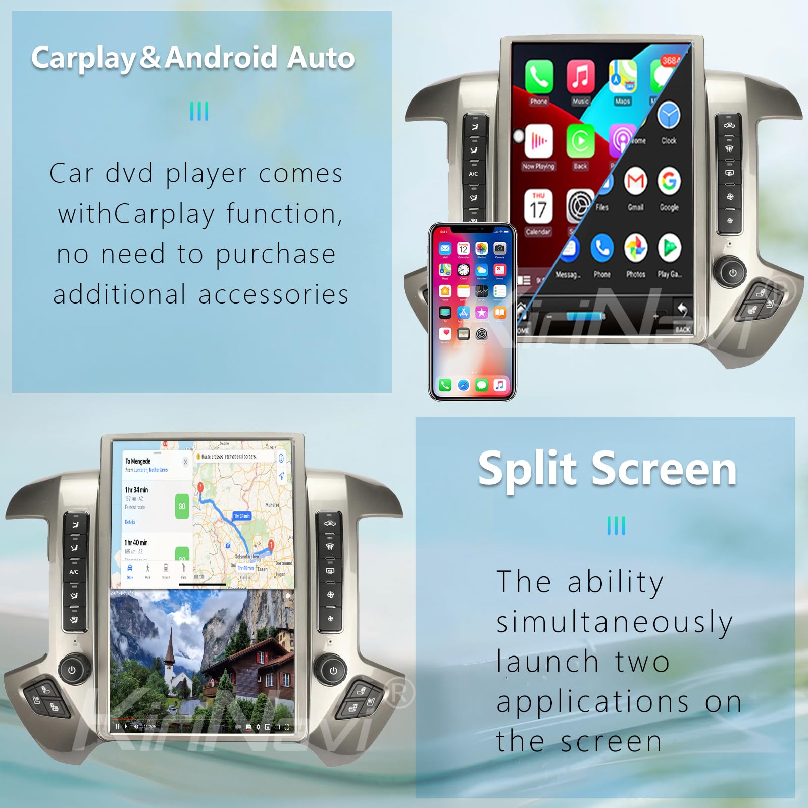 Android 11 Car Radio For Chevrolet Silverado Gmc Sierra 2014 2019 Stereo Replacement Head Unit 14.4 Inch 2K Ips Touch Screen Tes