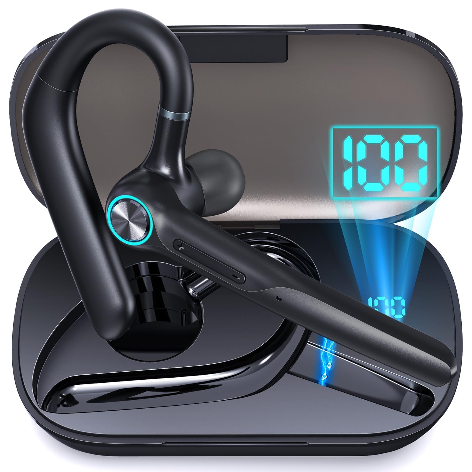 Eumspo Bluetooth Headset Wireless Earpiece 60Hrs Playback Built-In Dual Mic Noise Canceling Wireless Headset Earphone With 400Ma