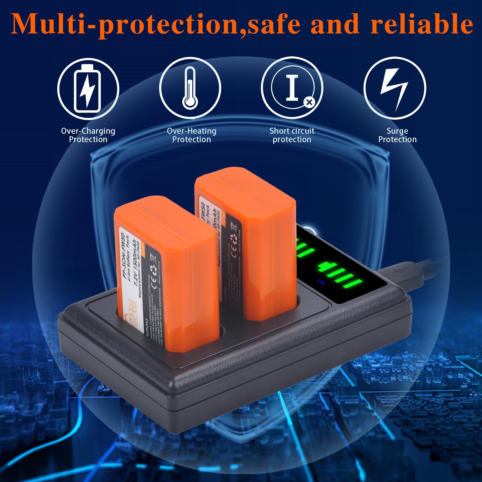 Pickle Power Np Fw50 Battery And Led Display Charger For Sony A6500 A6400 A6300 A6000 A5000, A7 A7Ii A7Rii A7Sii A7S A7S2 A7R A7