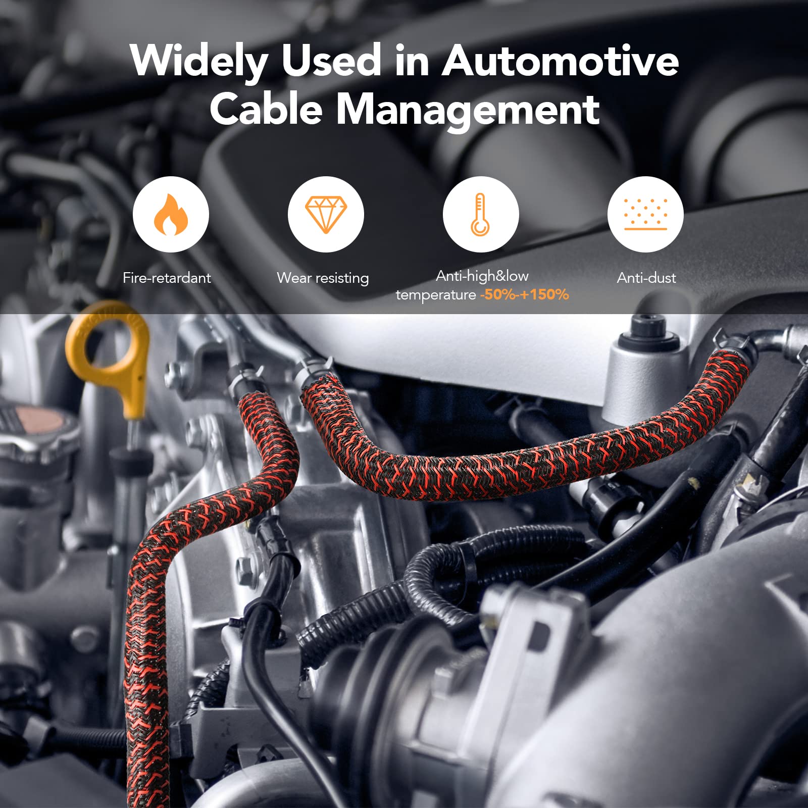 Agptek Cable Sleeve Cover, 10Ft   1.2 Inch Cord Management Wire Organizer Under Desk, Home Office Computer Wire Cover Hider Cord