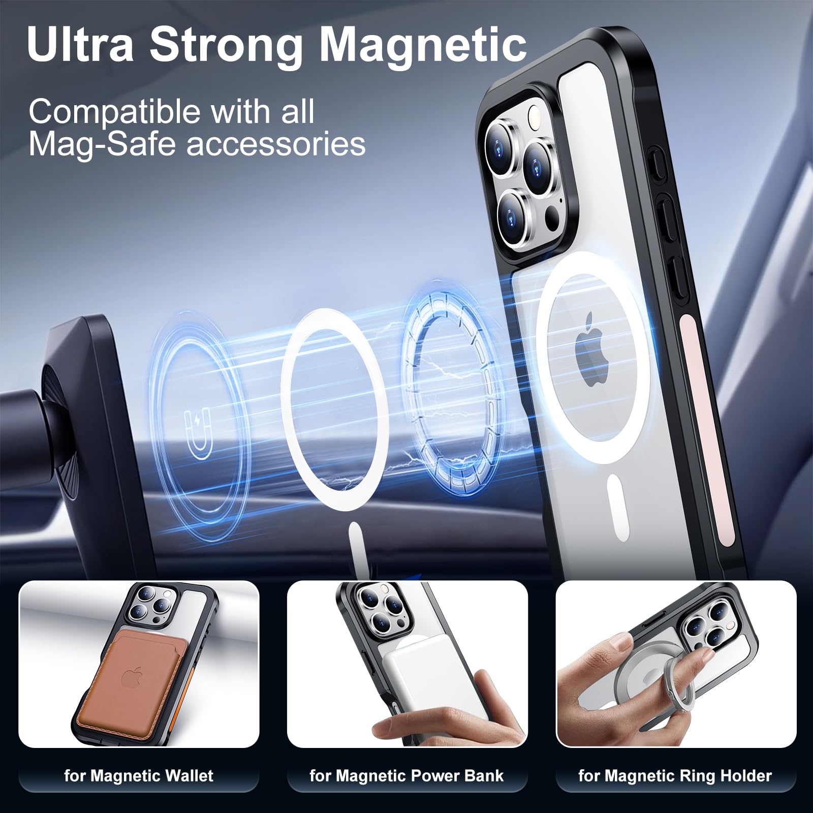 Red2Fire Designed For Iphone 16 Pro Case,[Built In 9H Tempered Glass Screen Protector][Compatible With Magsafe][360 Full Body] [