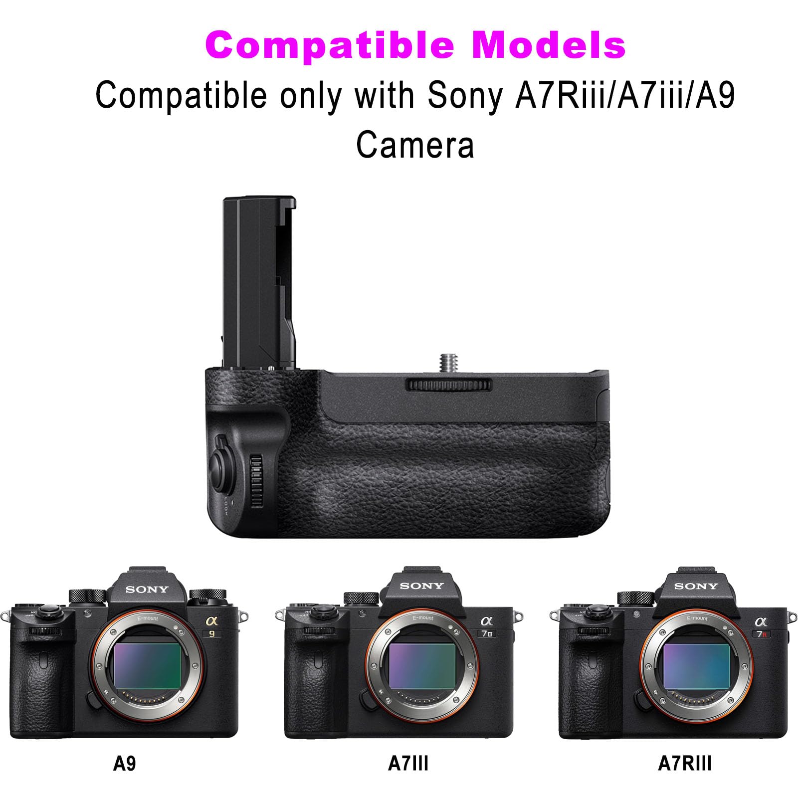 Battery Grip For Sony A7Riii A7Iii A9 Cameras, Replacement For Sony Vg C3Em,Used To Replace Fz100 Rechargeable Lithium Ion Batte