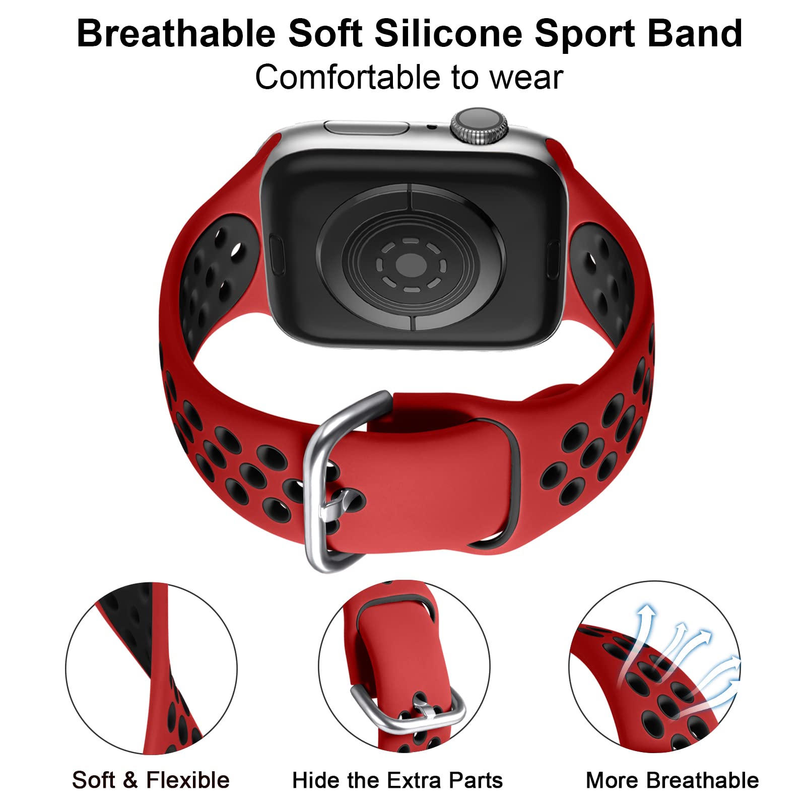 Lerobo 3 Pack Breathable Bands Compatible With Apple Watch 44Mm 45Mm 46Mm 42Mm 49Mm 41Mm 38Mm 40Mm For Women Men,Soft Silicone S