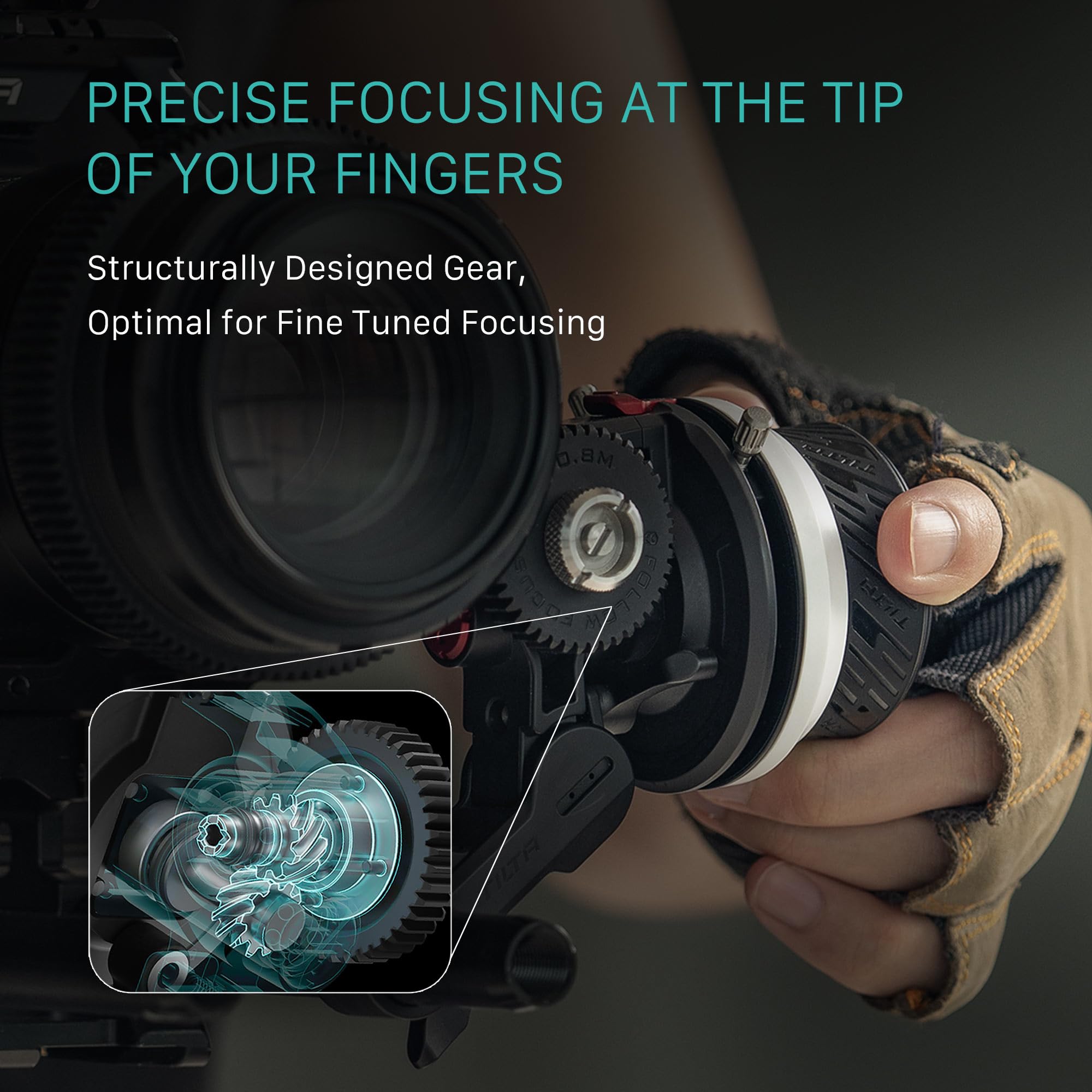 Tilta Pocket Follow Focus | Precise Focus Ring With A/B Stops | Fluid Damping System | 15Mm Rod & Rod Holder | Works With Most Cameras & Lenses | Lightweight, Comfortable, And Compact Design (Ff T07)