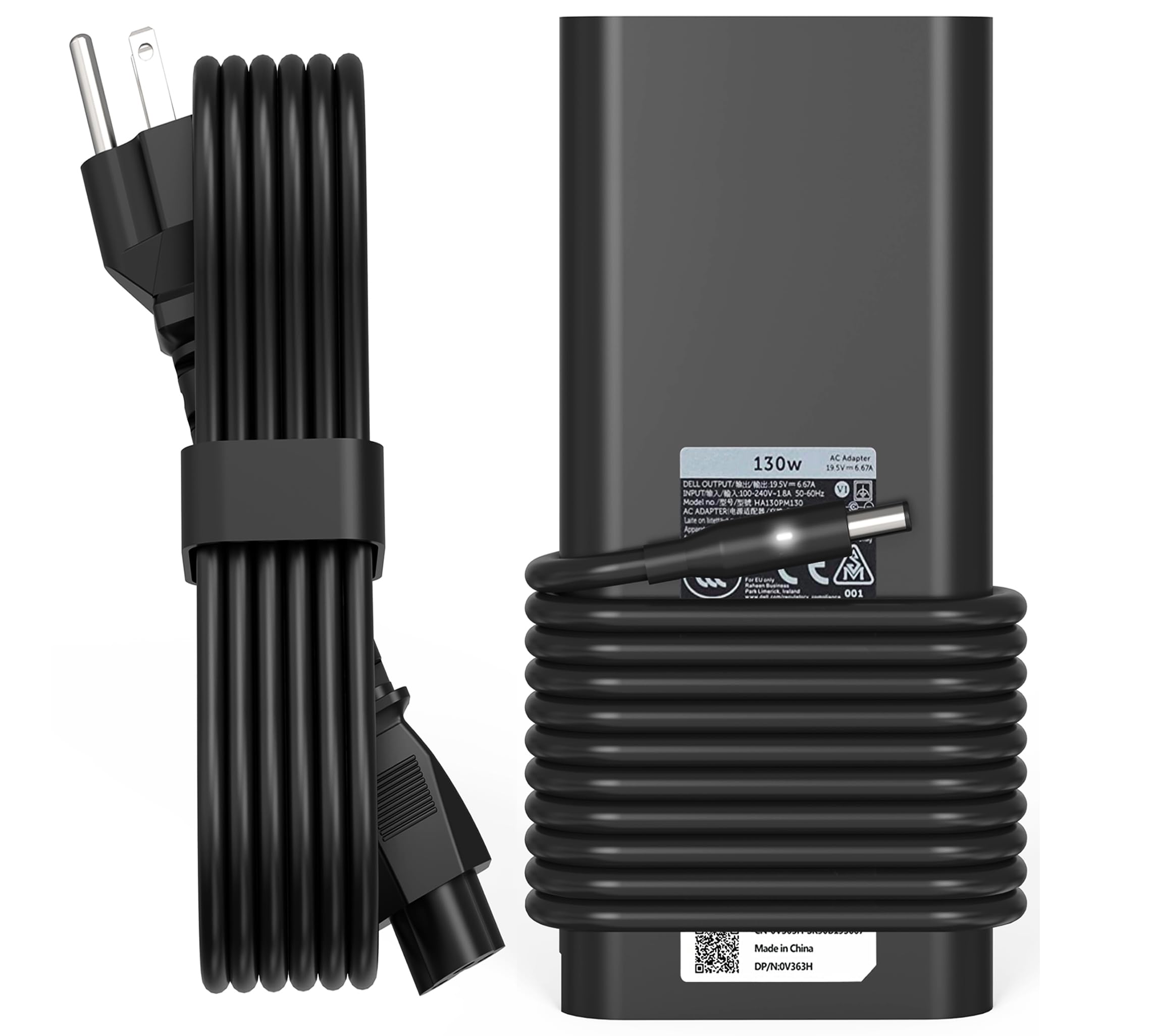 130W 4.5Mm Round Tip Ac Adapter Laptop Charger Replacement For Dell Xps 15 7590 9530 9550 9560 9570 Inspiron 7348 Precision 5510 5520 5530 5540 Ha130Pm130 0V363H Da130Pm130 06Tty6 Power Supply Cord