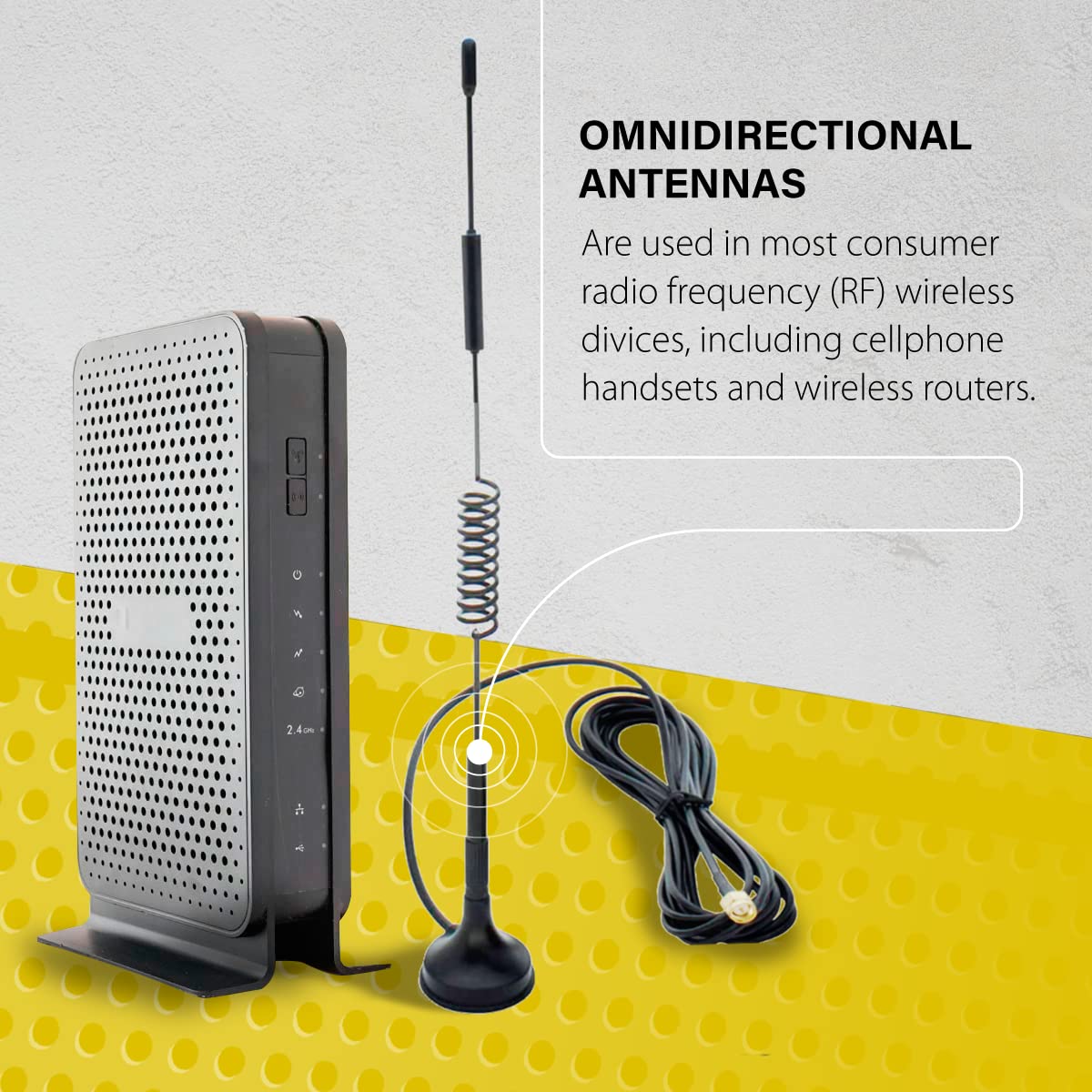 Shopcorp Gsm Omni Directional Spring Antenna With Sma Male Connector, 3 Ft Cable And Magnetic Base   Gmrs Radio, 3G 4G Lte Bands