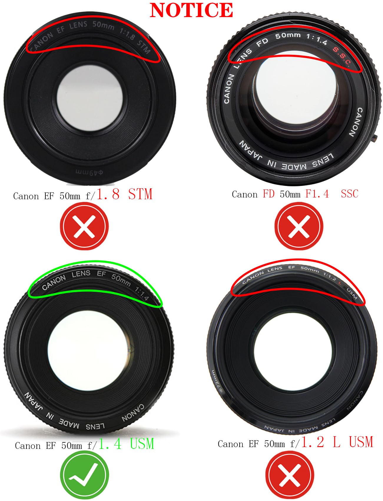 50Mm Lens Cap Cover Compatible For Canon Ef 50Mm F/1.4(Not For 1.8) Usm,Huipuxiang 58Mm Filter Thread [2 Pack]